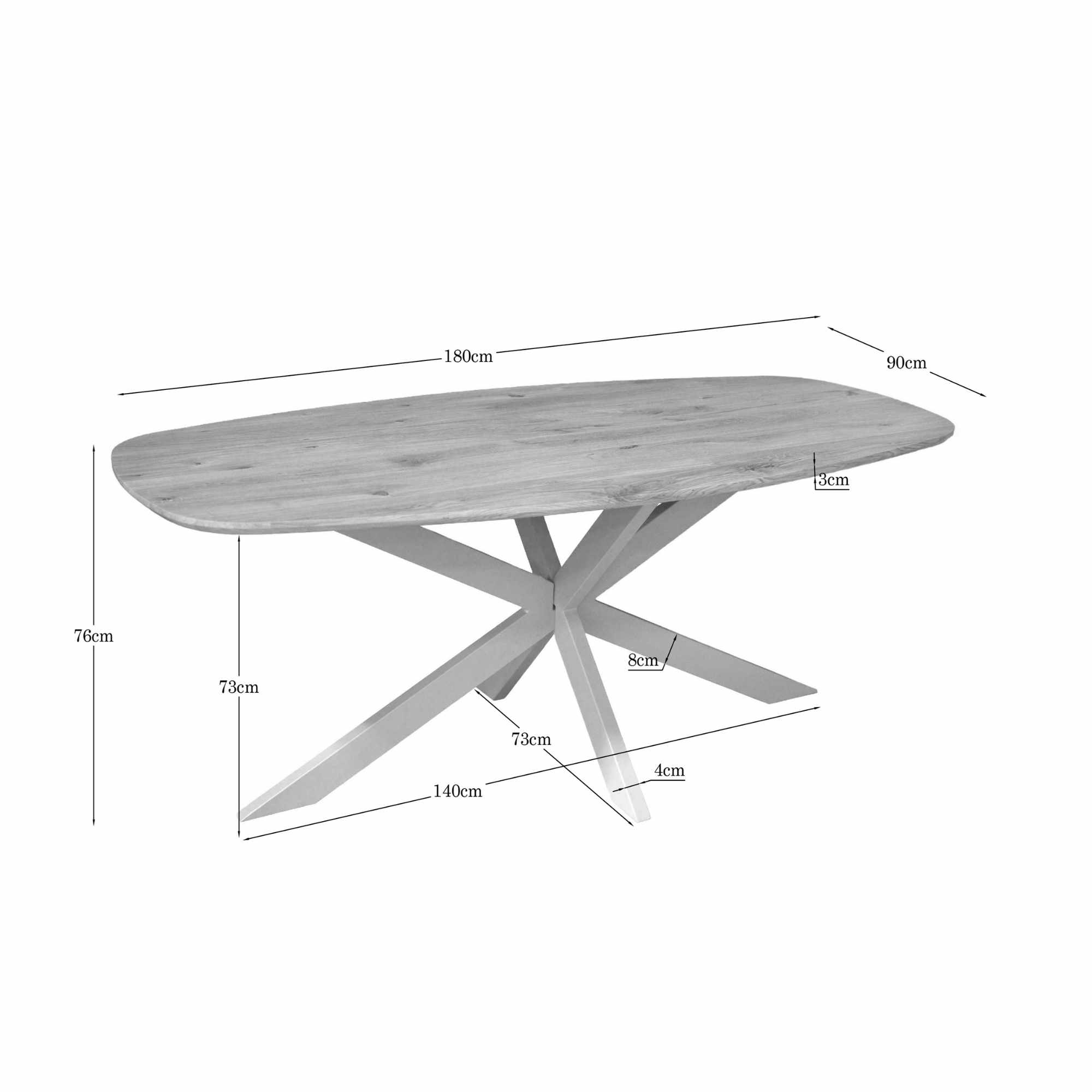 Deens ovale eettafel Ferris Naturel Poot Zand Eikenhout 180 cm - Image 4