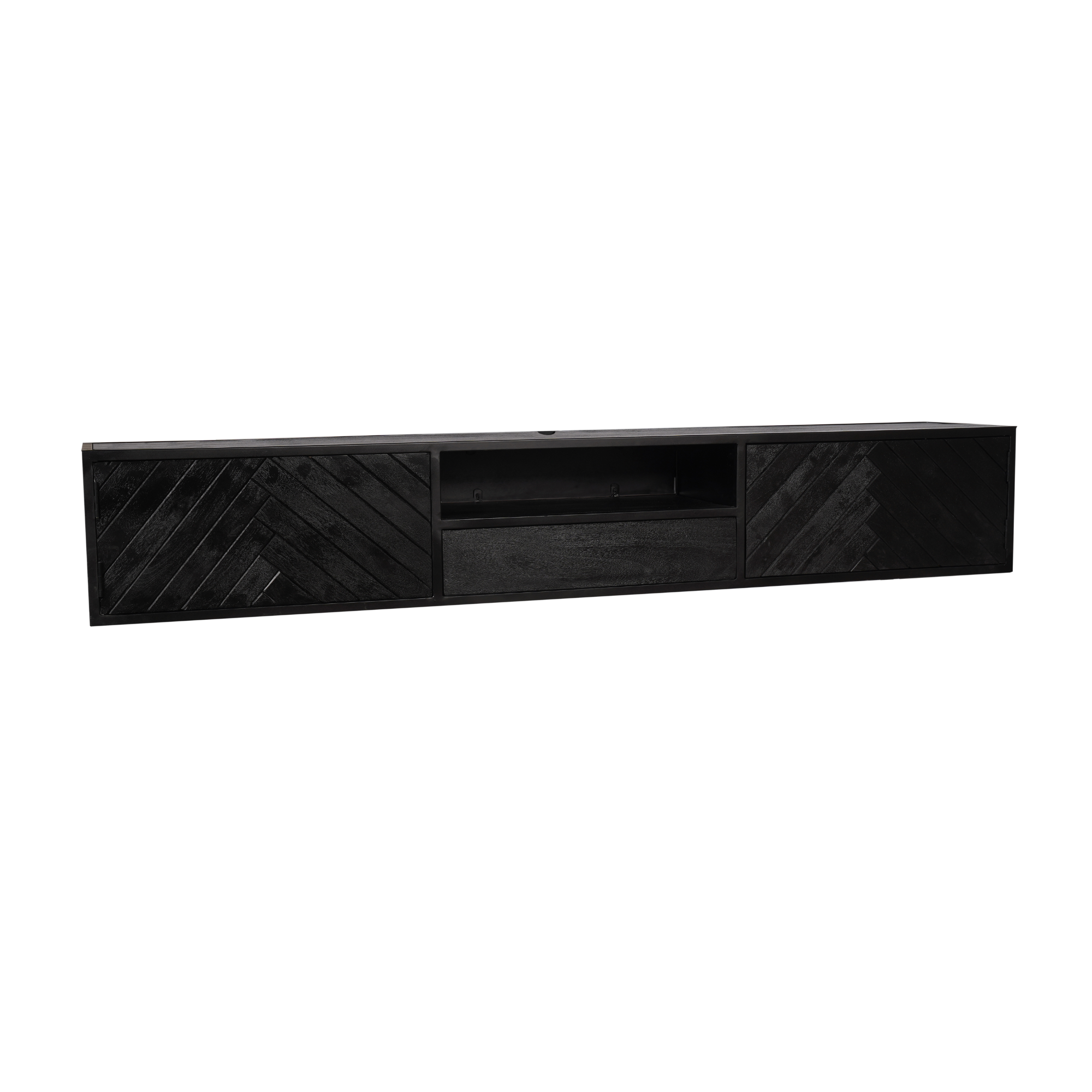 STF-8522_8 Zwevend tv meubel New York Zwart Mangohout 200 cm - Image 9
