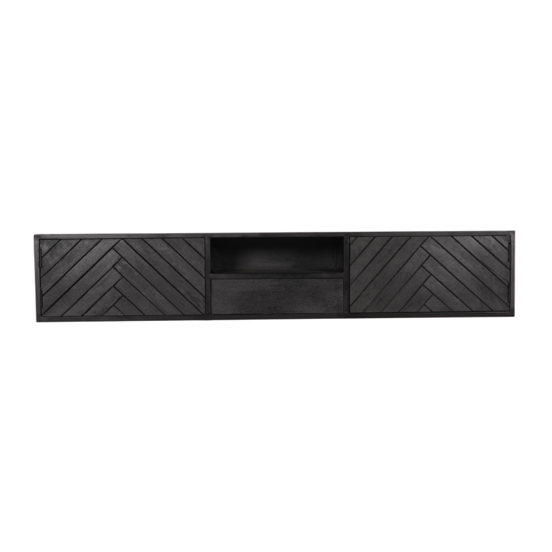 Zwevend tv meubel New York Zwart Mangohout 180 cm - Image 6