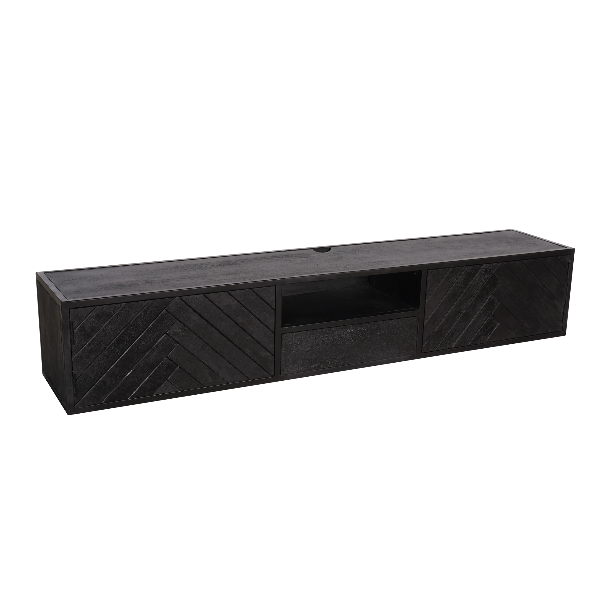 STF-8521_9 Zwevend tv meubel New York Zwart Mangohout 180 cm - Image 10