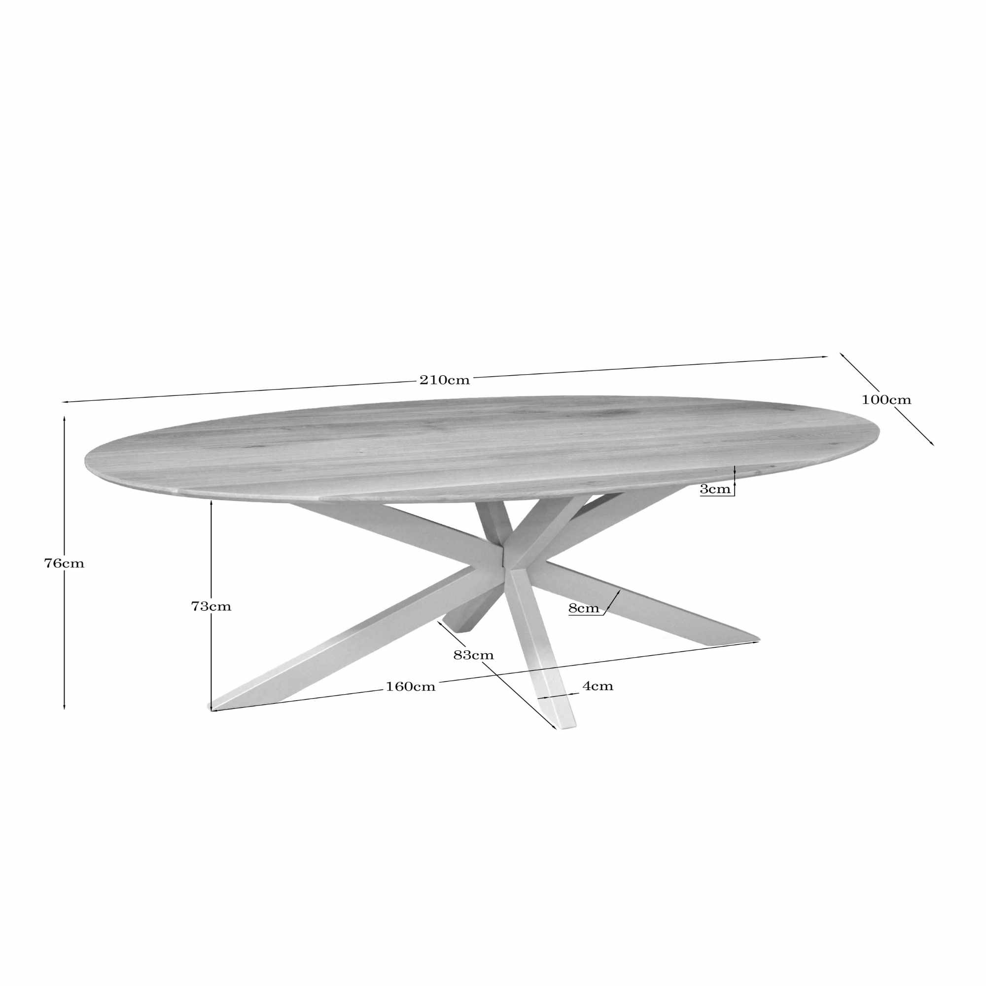 Ovale eettafel Ferris Naturel Poot Zand Eikenhout 210 cm - Image 4