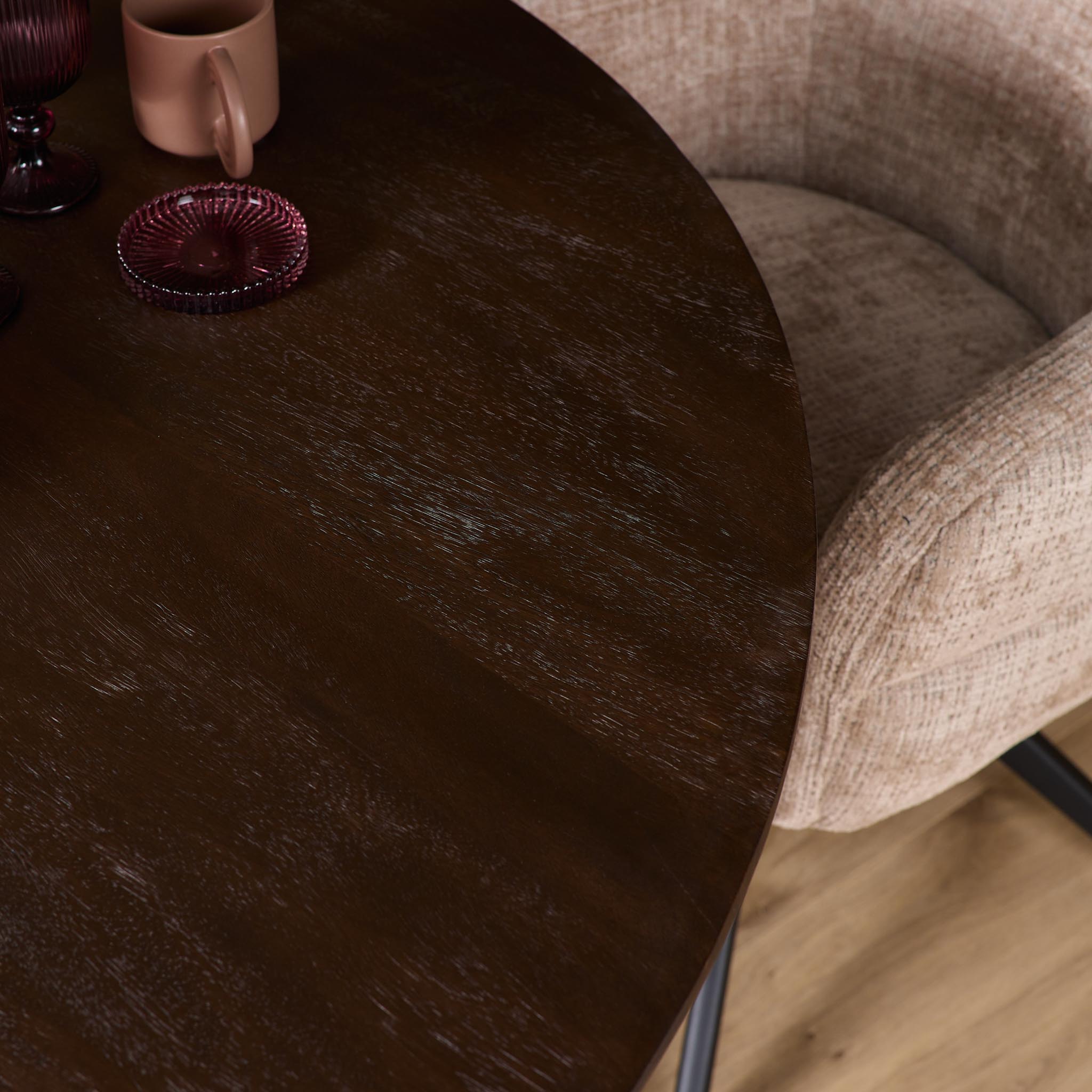 STF-6803_3 Ronde eettafel Madison Bruin Poot Zwart Mangohout 110 cm - Image 4