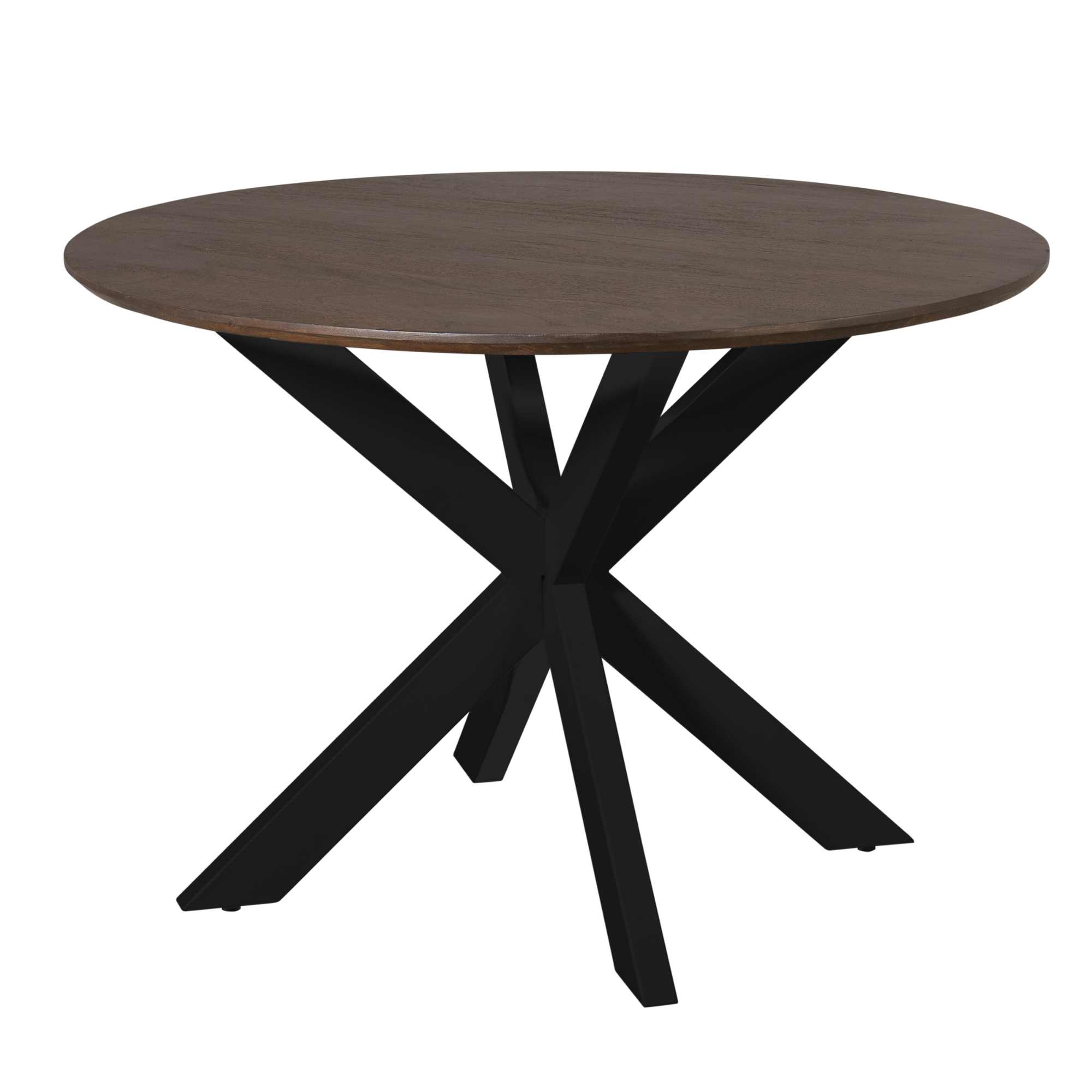 STF-6803_4 Ronde eettafel Madison Bruin Poot Zwart Mangohout 110 cm - Image 5