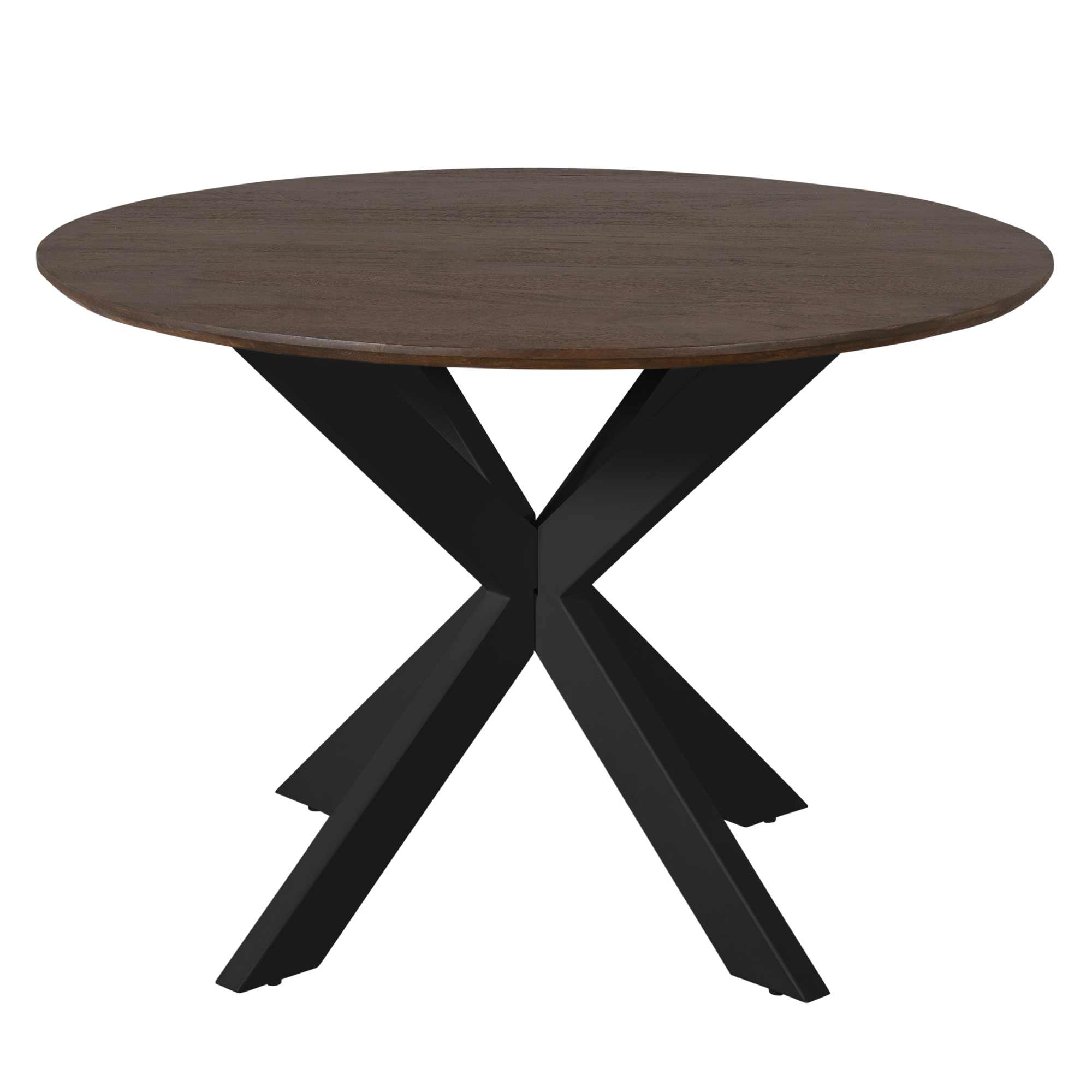 STF-6803_5 Ronde eettafel Madison Bruin Poot Zwart Mangohout 110 cm - Image 6