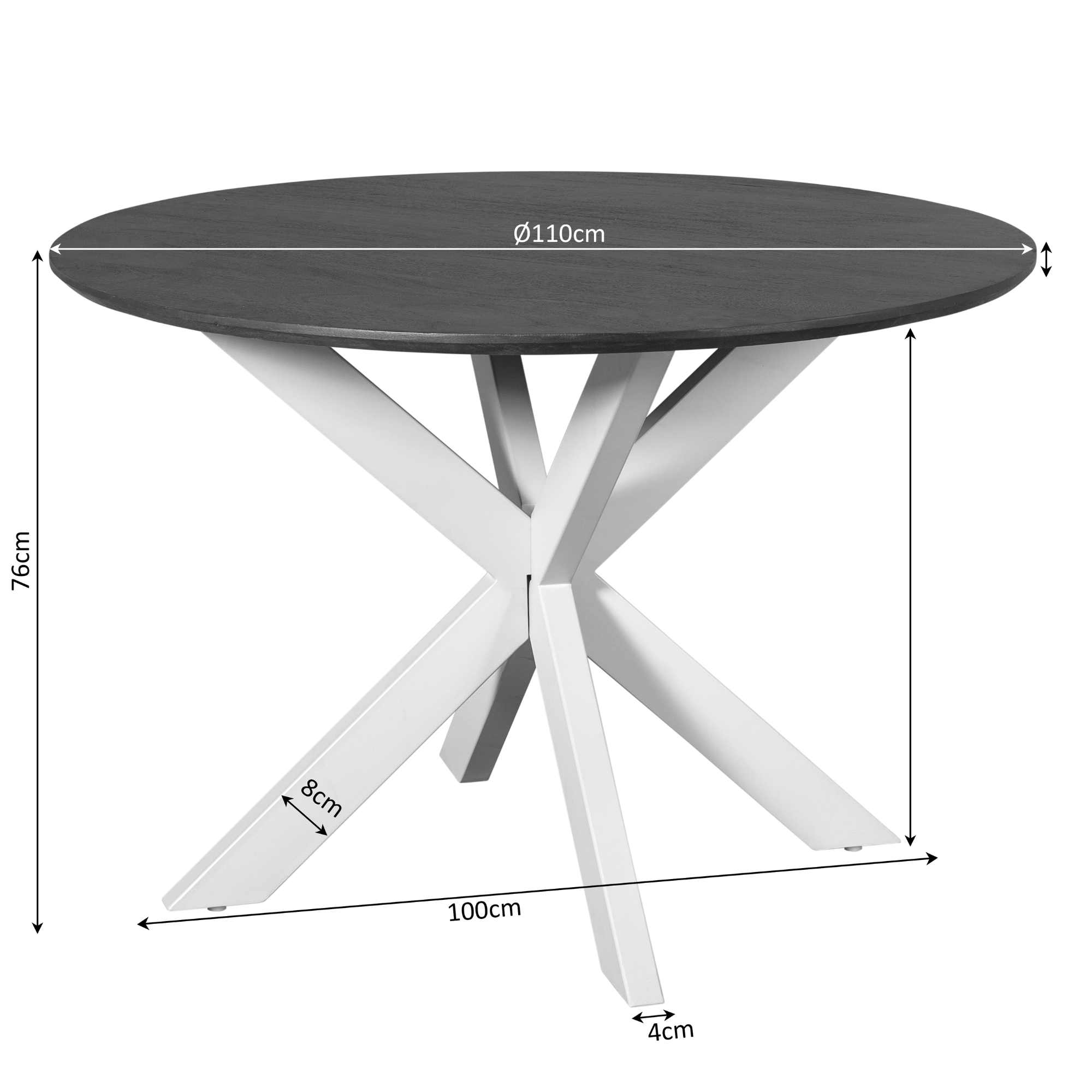 STF-6803_7 Ronde eettafel Madison Bruin Poot Zwart Mangohout 110 cm - Image 8