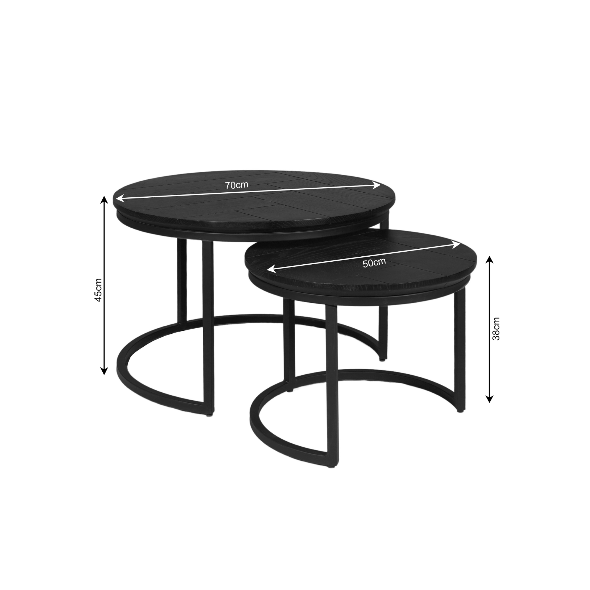 Salontafel set Otik Zwart Eikenhout 70 cm - Image 8