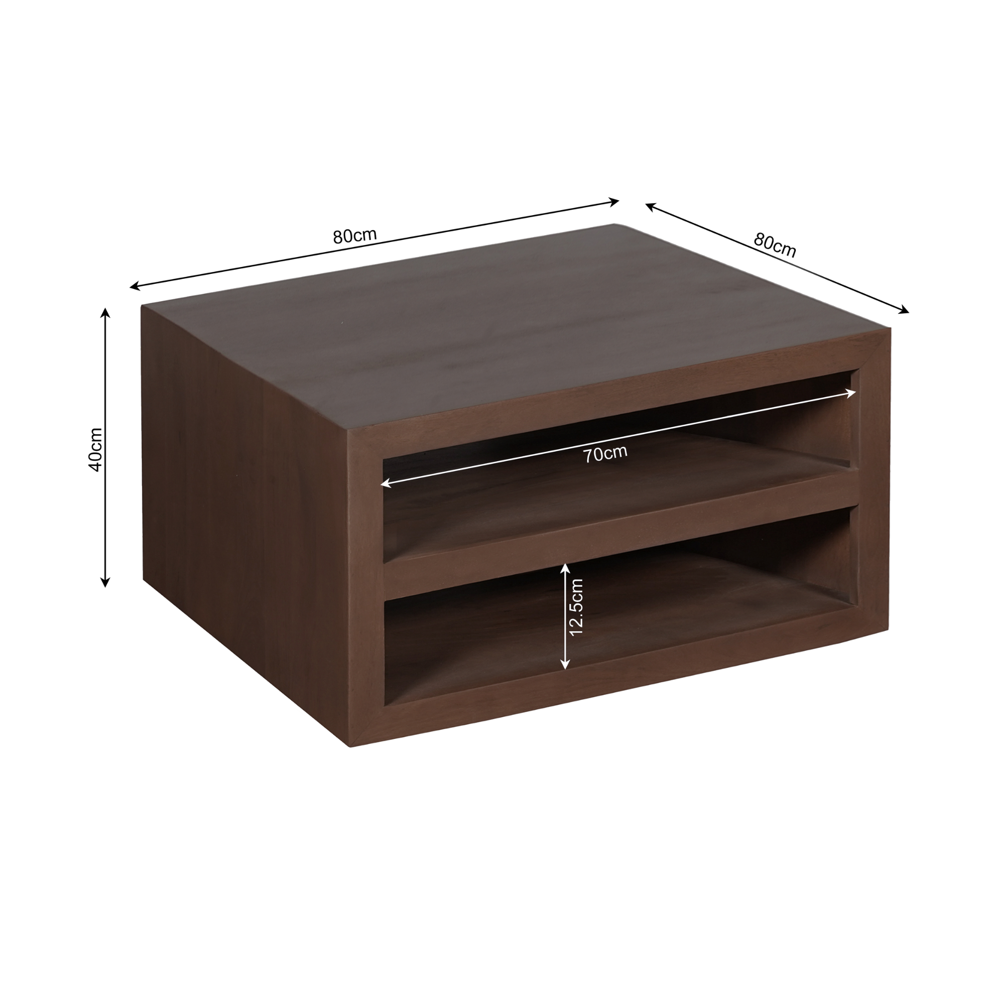 Vierkante salontafel Brussel Walnoot Mangohout 80 cm - Image 5