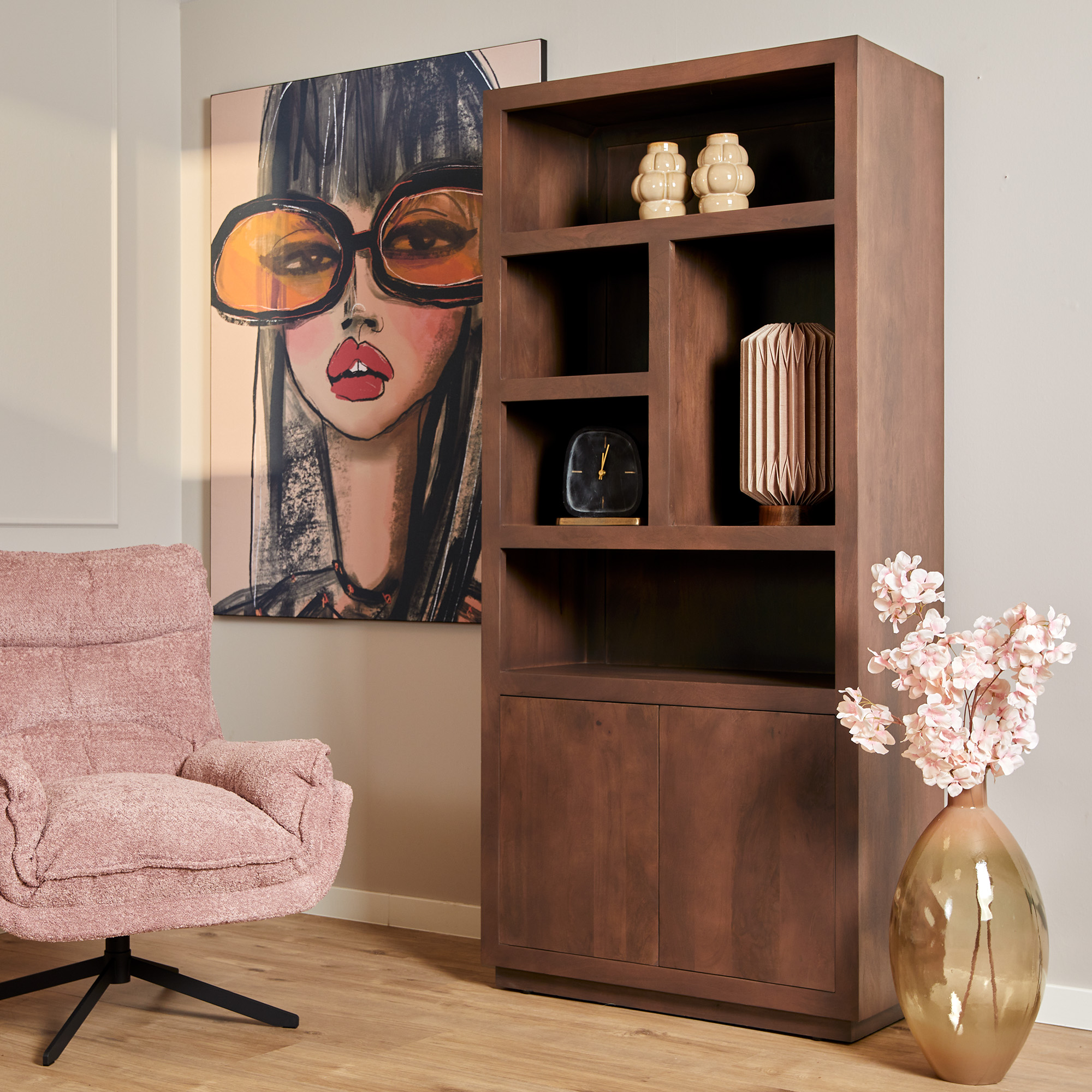 Vierkante salontafel Brussel Walnoot Mangohout 80 cm - Image 15