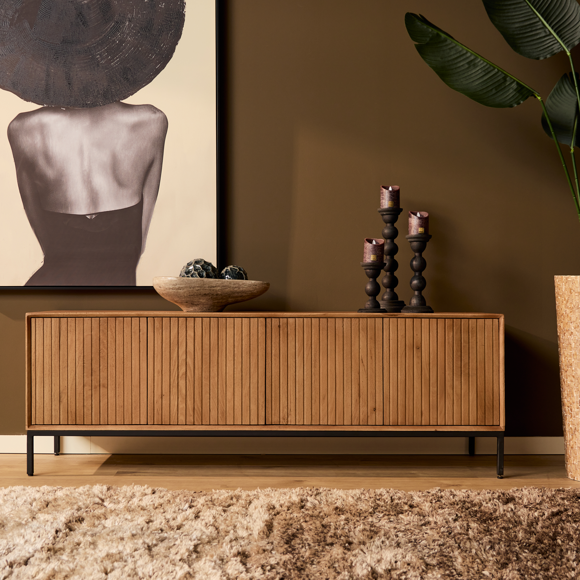Tv meubel Madison Naturel Mangohout 165 cm - Image 2