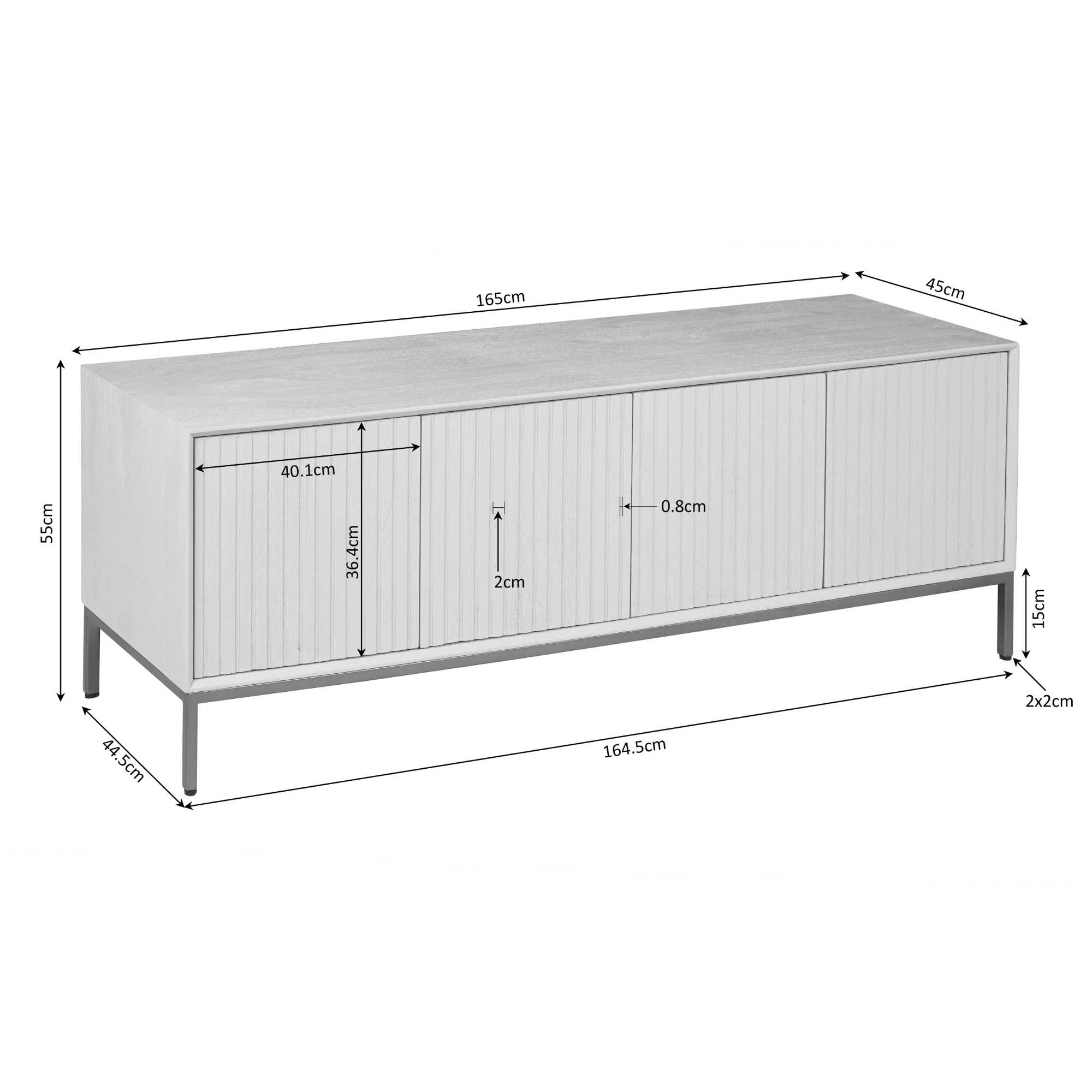 Tv meubel Madison Naturel Mangohout 165 cm - Image 9