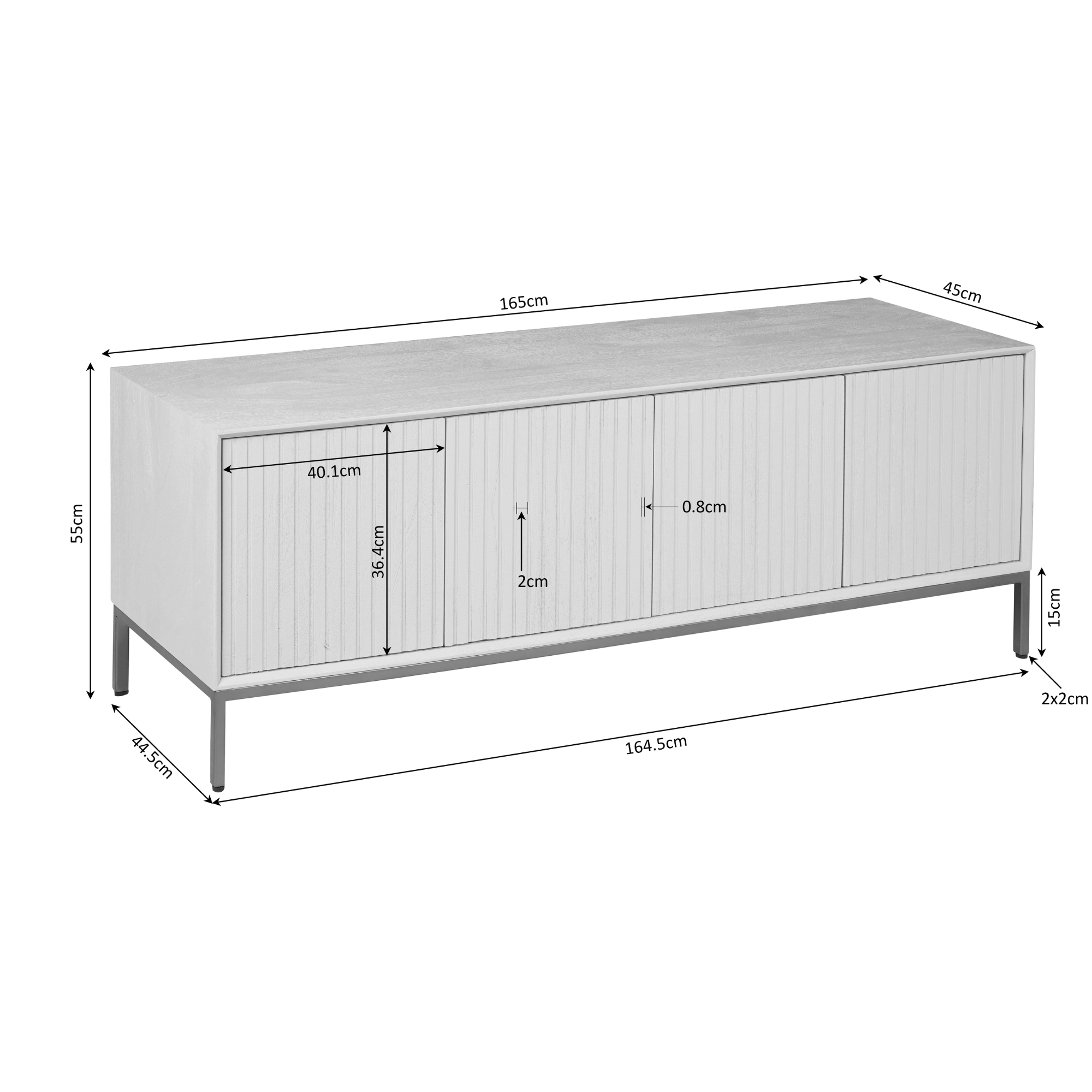 Tv meubel Madison Naturel Mangohout 165 cm - Image 21