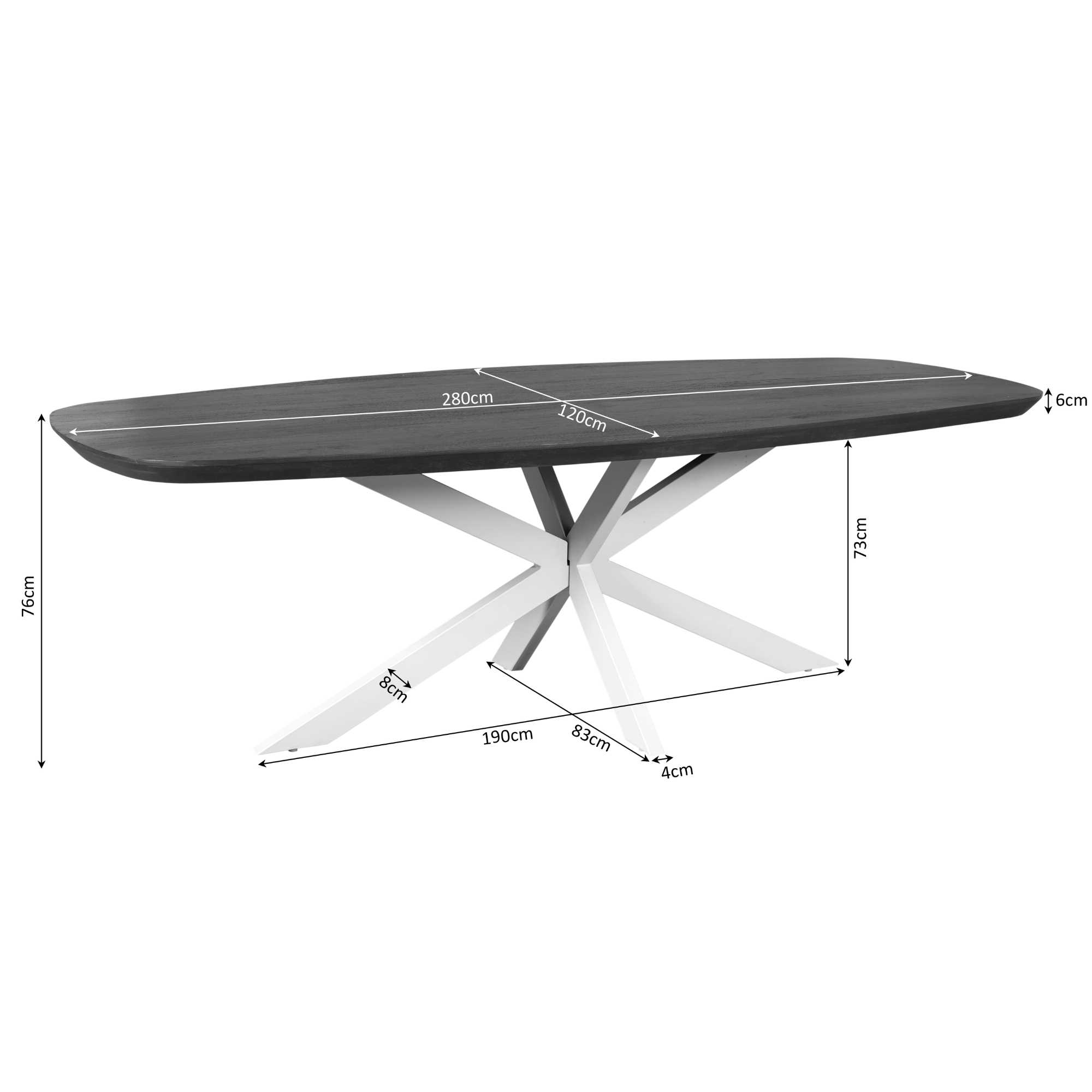 Deens ovale eettafel Madison Naturel Mangohout 280 cm - Image 5