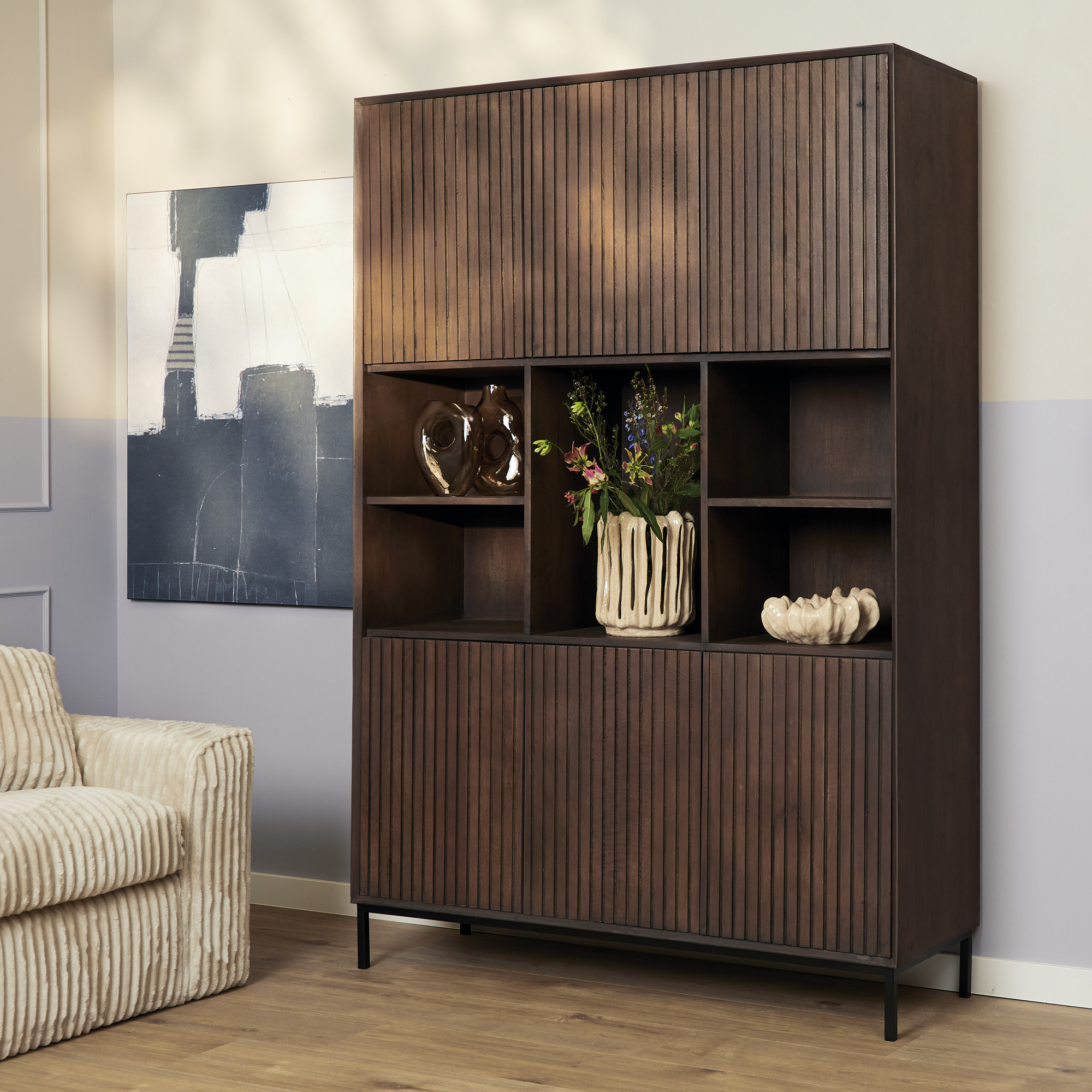 Vakkenkast Madison XL Bruin Mangohout 135 cm - Image 10