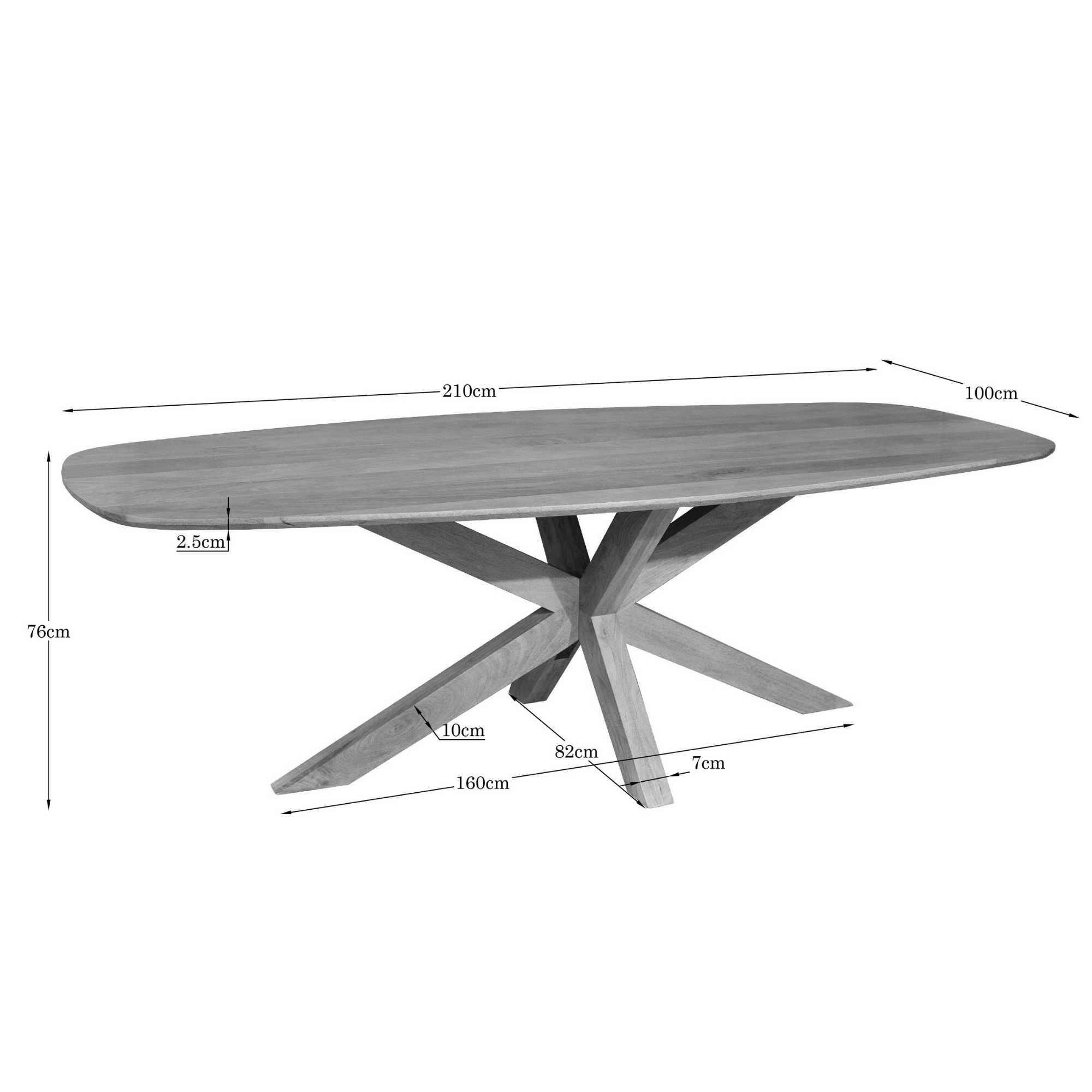 Deens ovale eettafel Nina Naturel Mangohout 210 cm - Image 6