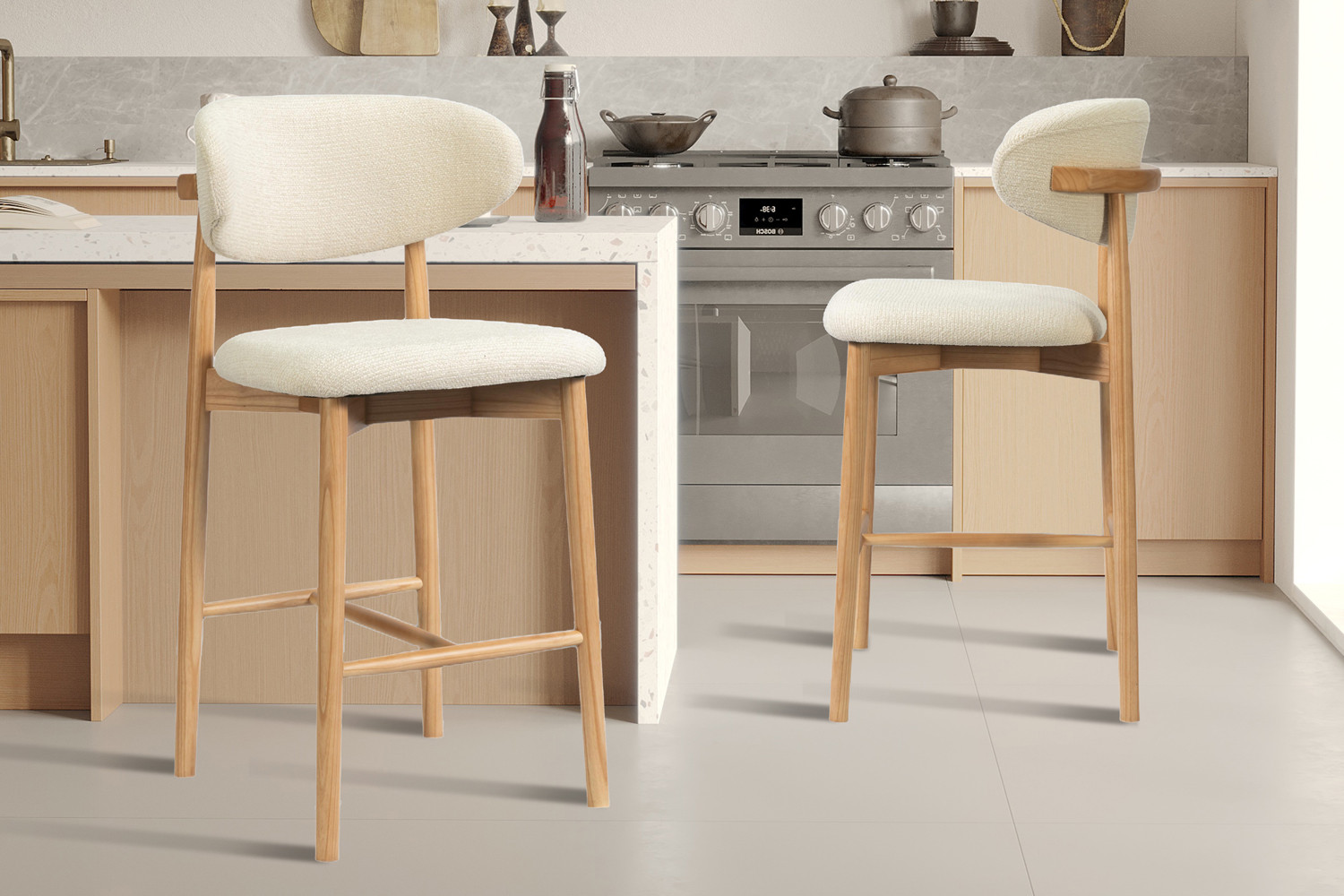 Image 1 for NEW - Counterstoel Clara Essenhout Naturel - Ote Milan 103 Beige
