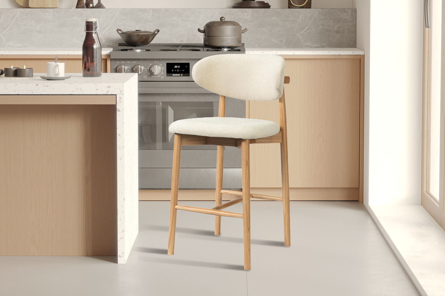Image 2 for NEW - Counterstoel Clara Essenhout Naturel - Ote Milan 103 Beige