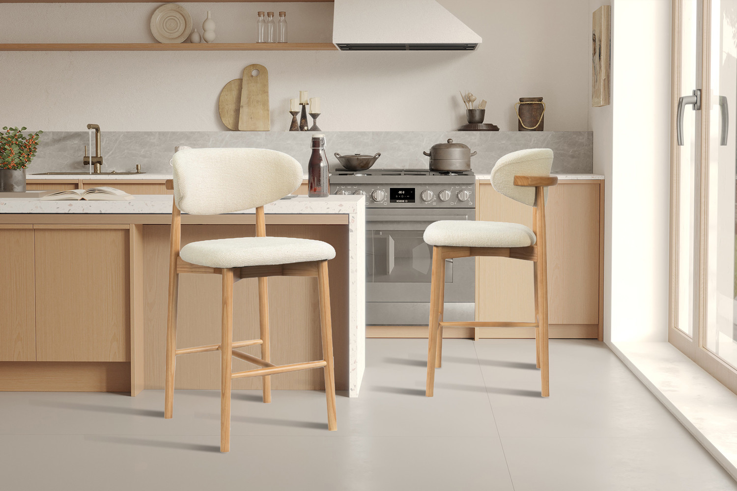 Image 3 for NEW - Counterstoel Clara Essenhout Naturel - Ote Milan 103 Beige