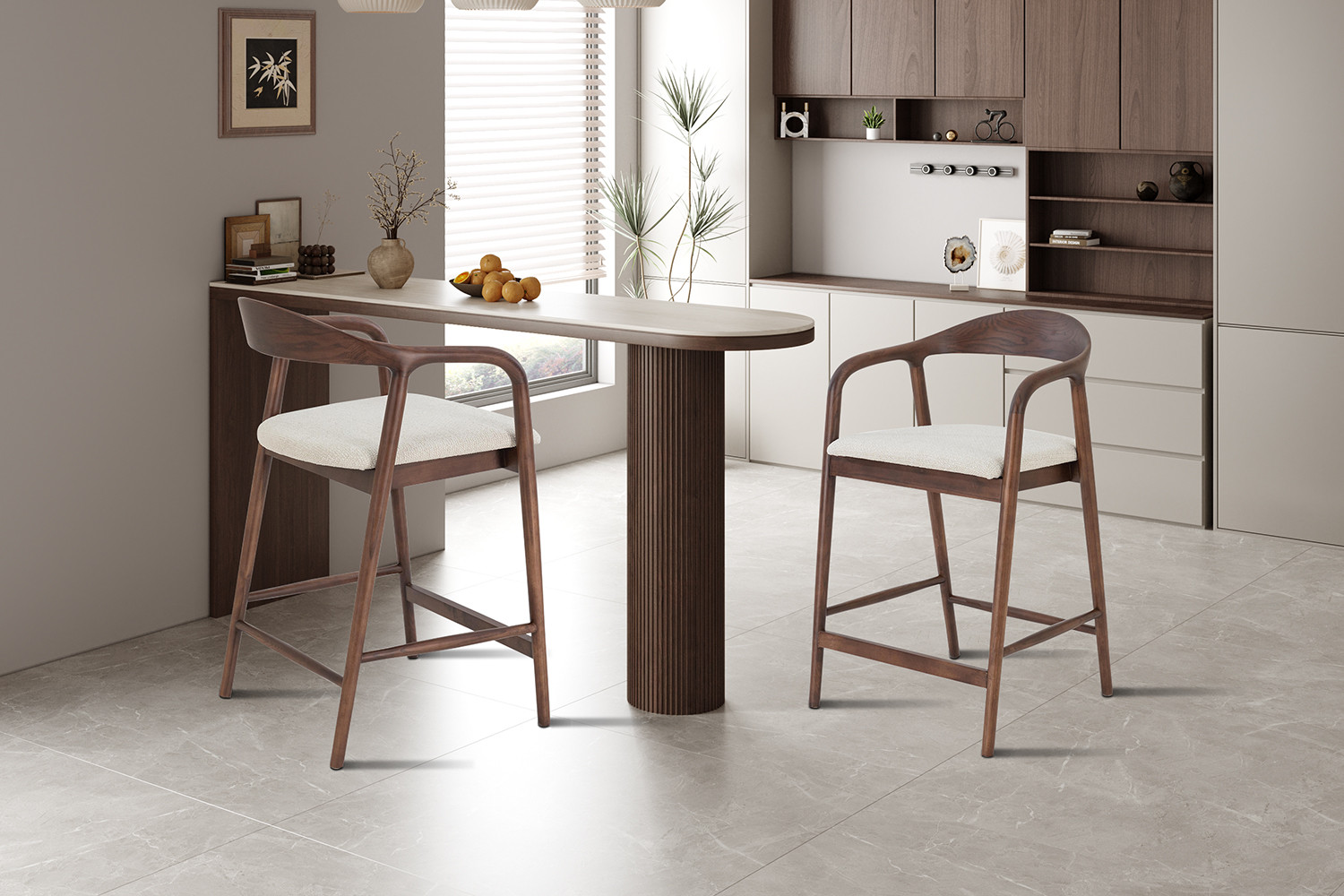 Image 3 for NEW - Counterstoel Claire Essenh. Walnoot Milan 103 Beige Gemonteerd