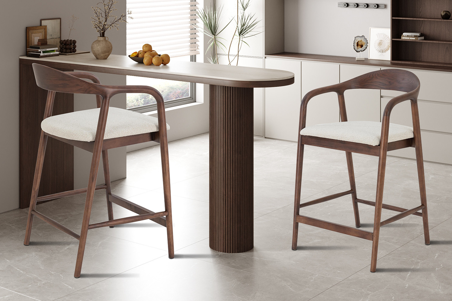 Image 1 for NEW - Counterstoel Claire Essenh. Walnoot Milan 103 Beige Gemonteerd