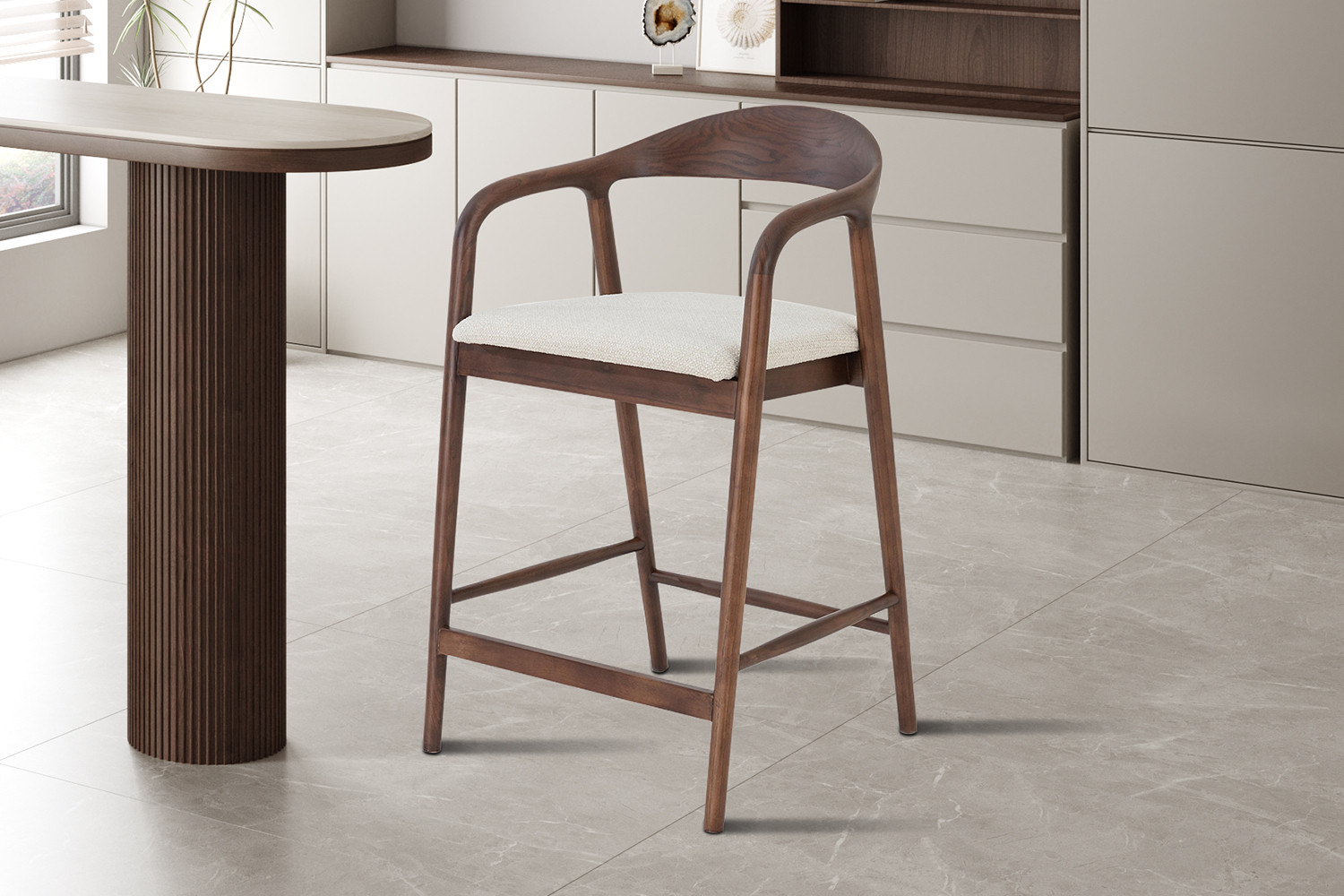 Image 2 for NEW - Counterstoel Claire Essenh. Walnoot Milan 103 Beige Gemonteerd