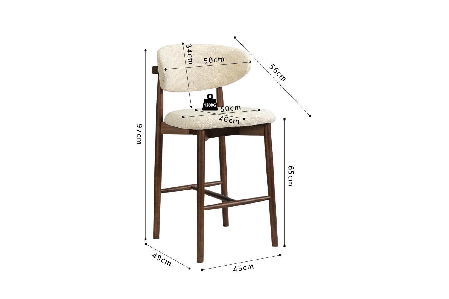 Image 13 for NEW - Counterstoel Clara Essenhout Walnoot - Ote Milan 103 Beige