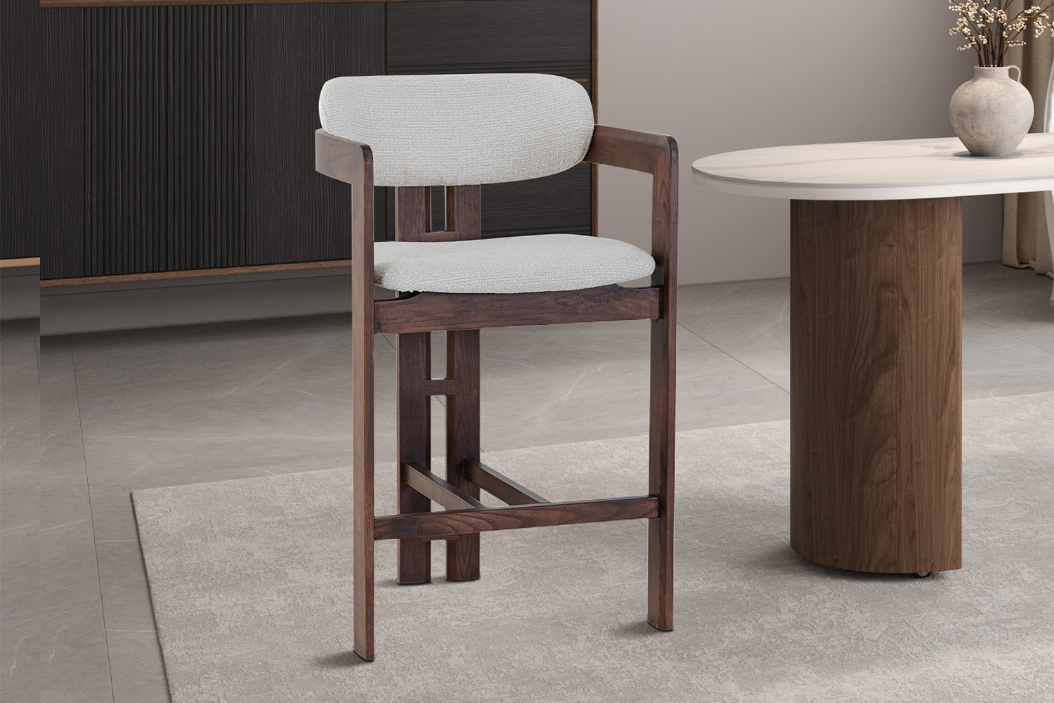 Image 2 for NEW - Counterstoel Camille Essenhout Walnoot Ote Milan 103 Beige