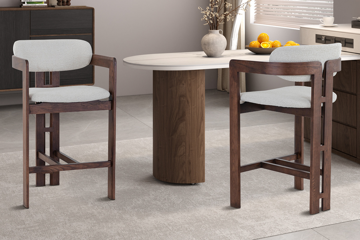 Image 1 for NEW - Counterstoel Camille Essenhout Walnoot Ote Milan 103 Beige