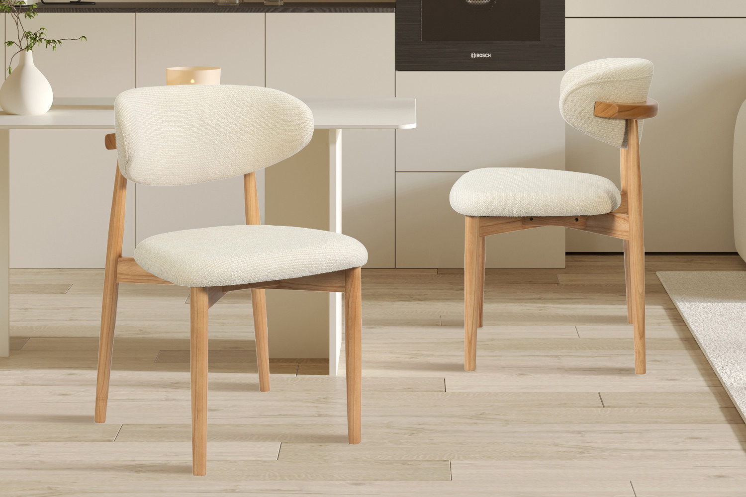 Image 1 for NEW - Stoel Clara Essenhout Naturel Ote Milan 103 Beige Gemonteerd