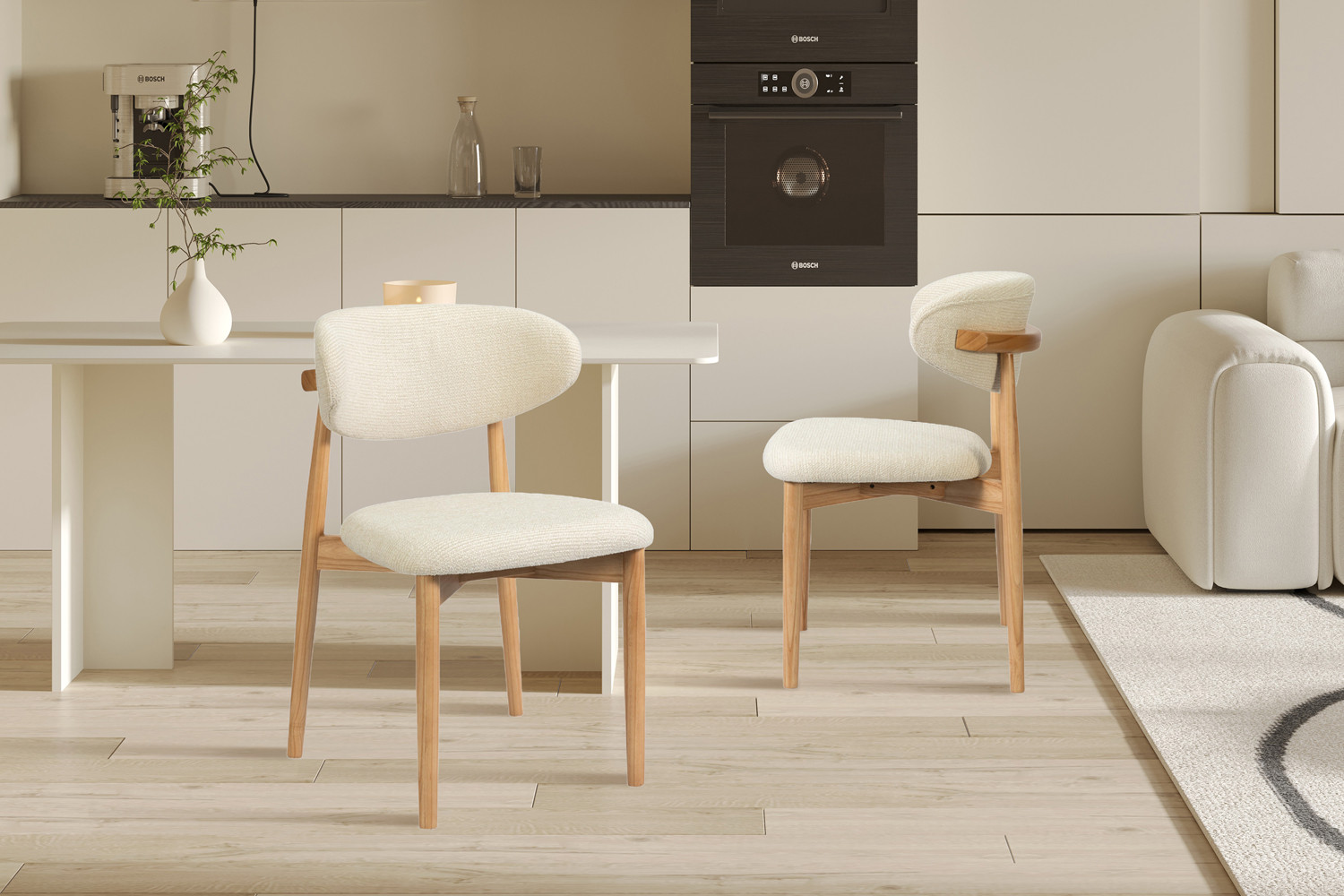 Image 2 for NEW - Stoel Clara Essenhout Naturel Ote Milan 103 Beige Gemonteerd