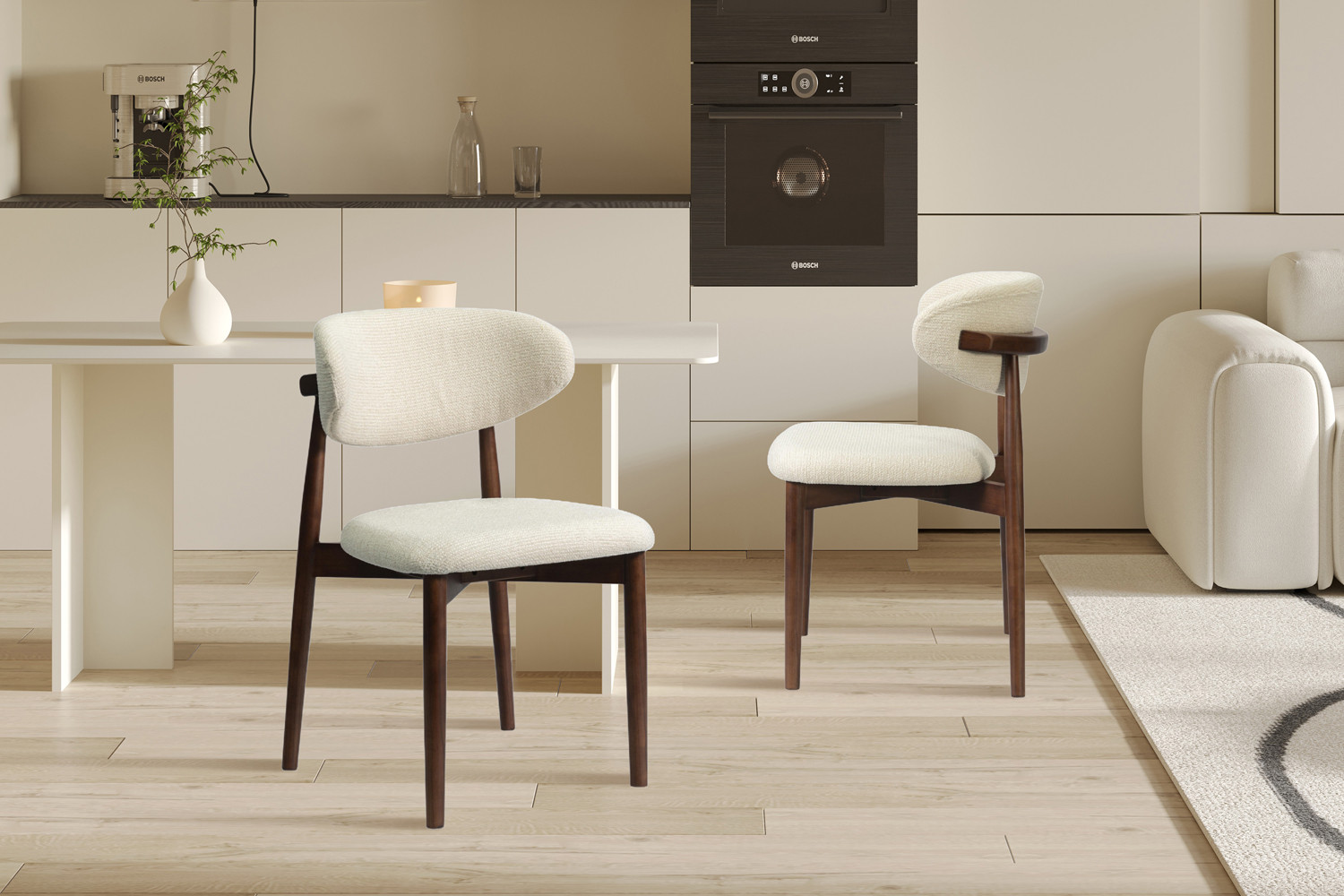 Image 3 for NEW - Stoel Clara Essenhout Walnoot Ote Milan 103 Beige Gemonteerd