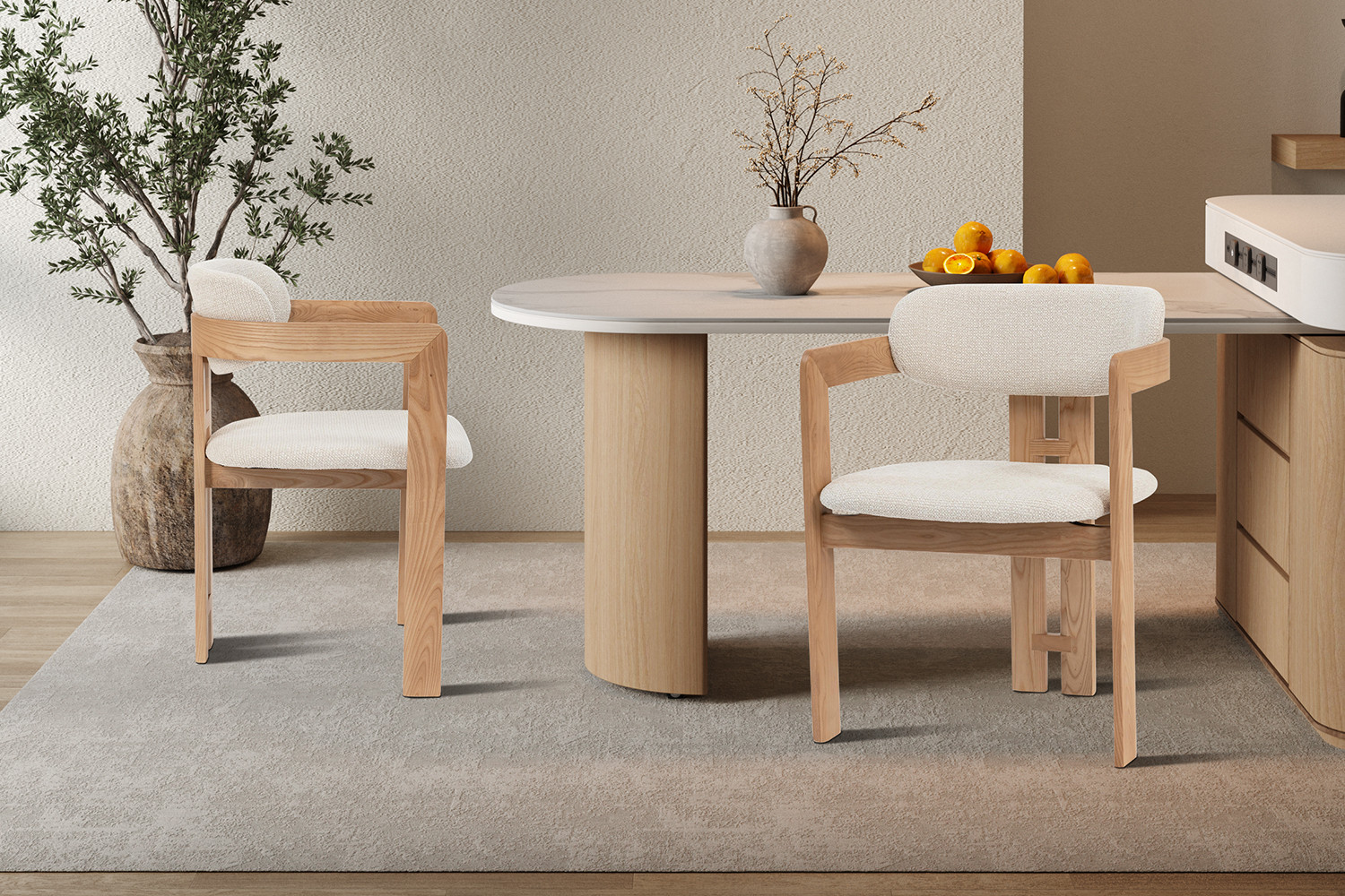 Image 1 for NEW - Stoel Camille Essenhout Naturel Ote Milan 103 Beige Gemonteerd