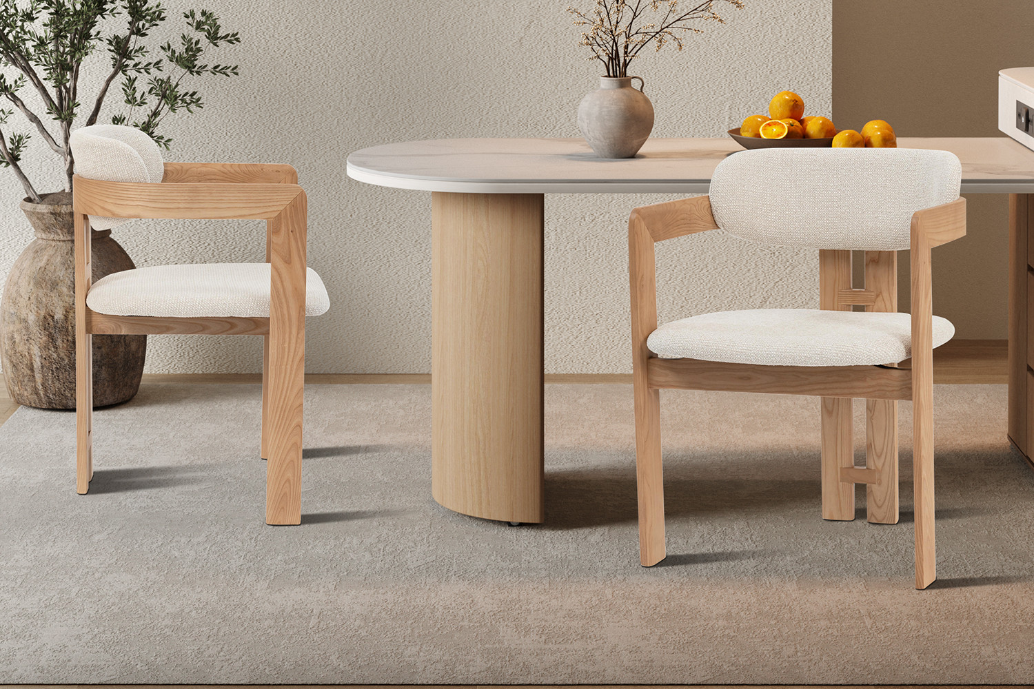 Image 2 for NEW - Stoel Camille Essenhout Naturel Ote Milan 103 Beige Gemonteerd