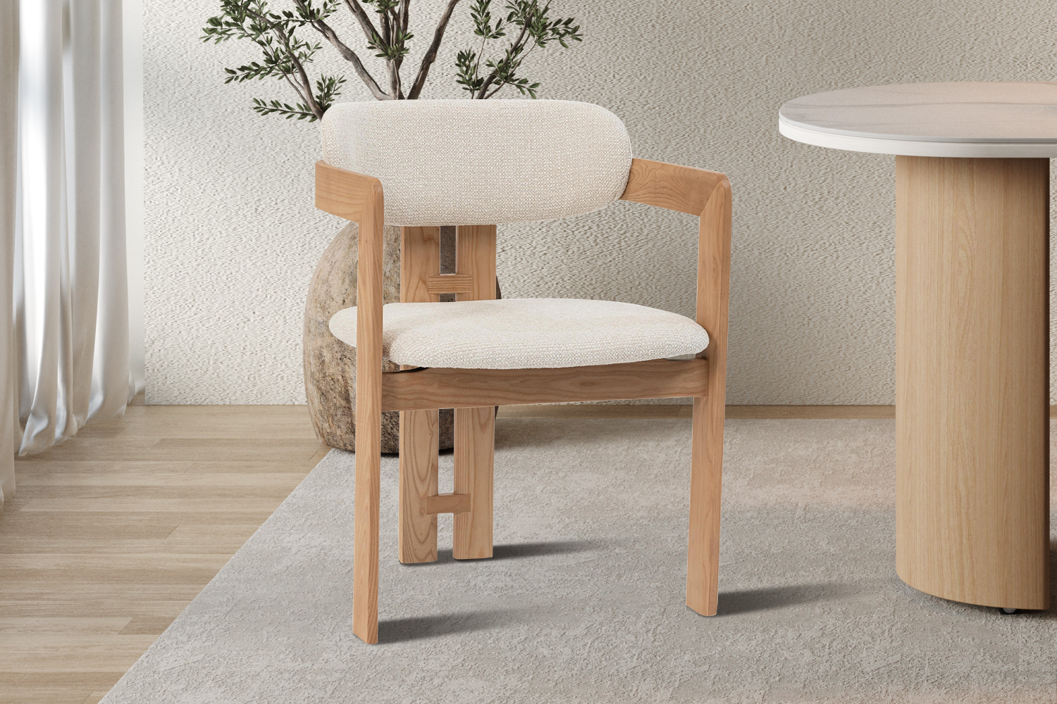 Image 3 for NEW - Stoel Camille Essenhout Naturel Ote Milan 103 Beige Gemonteerd