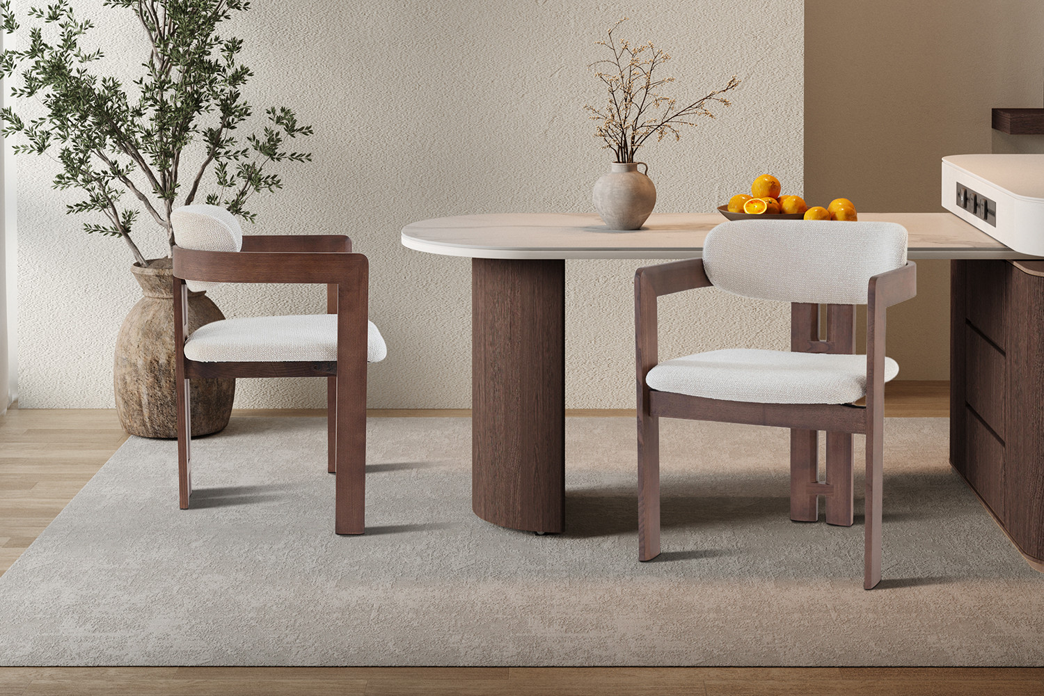 Image 1 for NEW - Stoel Camille Essenhout Walnoot Ote Milan 103 Beige Gemonteerd