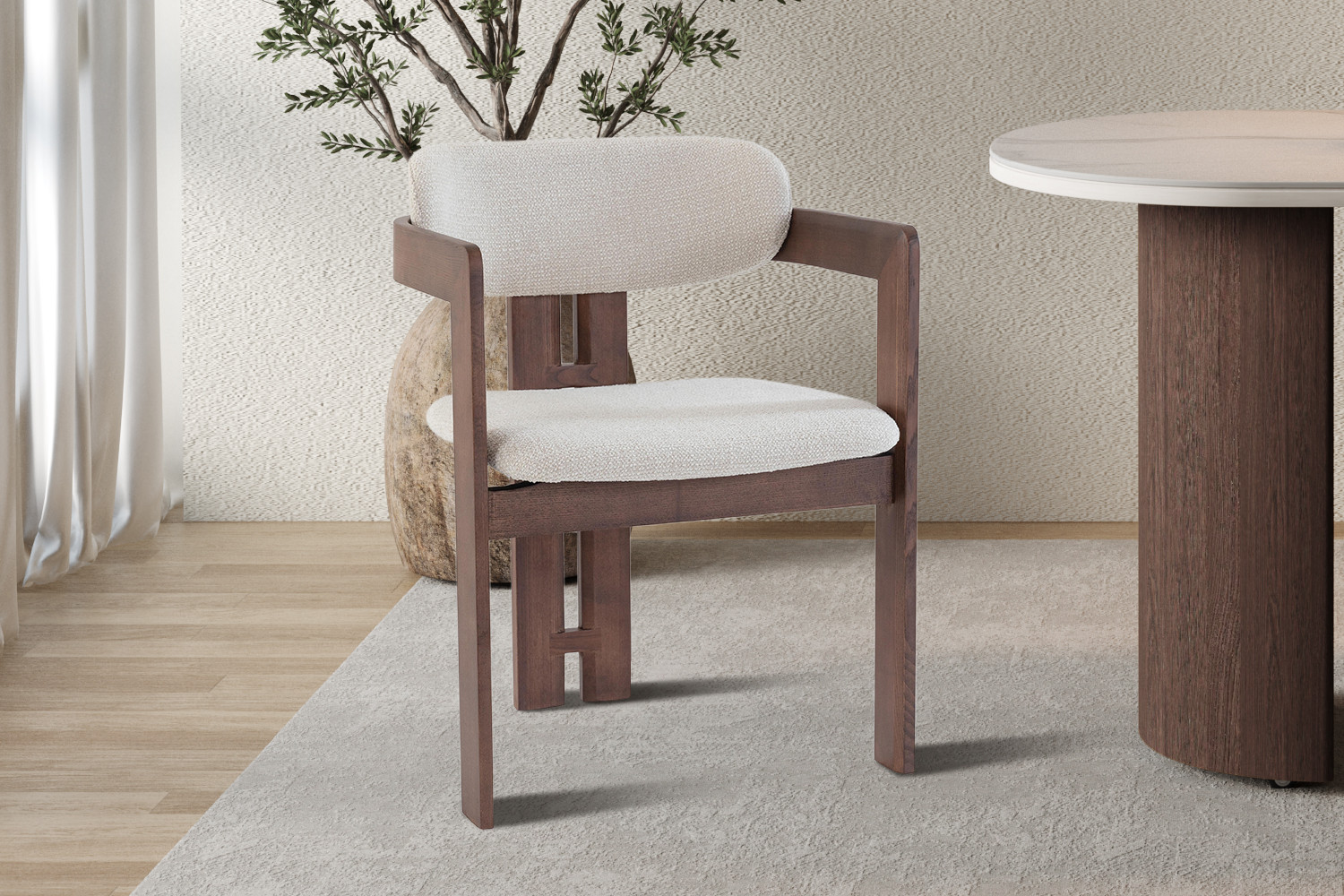 Image 3 for NEW - Stoel Camille Essenhout Walnoot Ote Milan 103 Beige Gemonteerd
