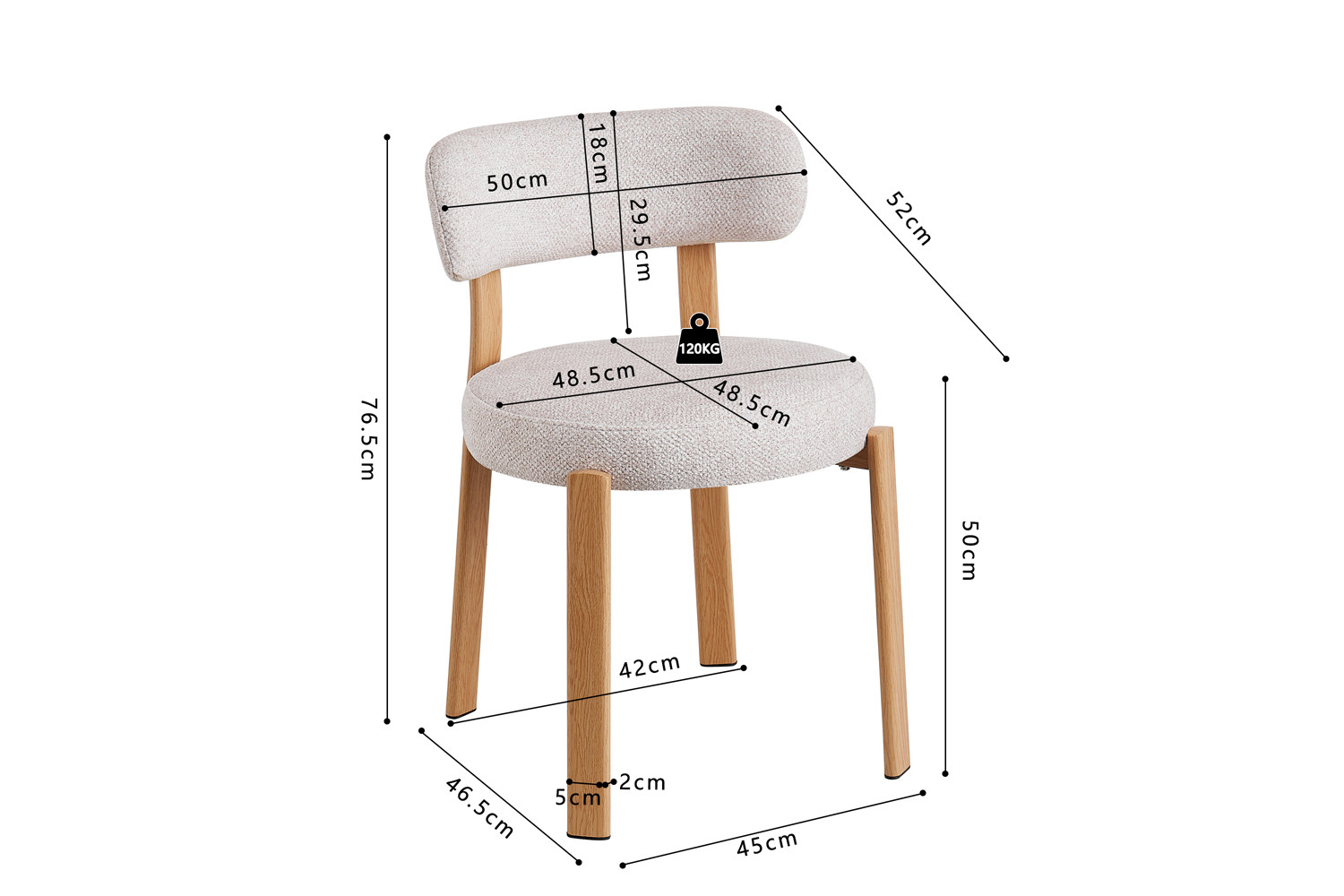 Image 11 for NEW - Stoel Julia Naturel - Stof Fabb Leo 23