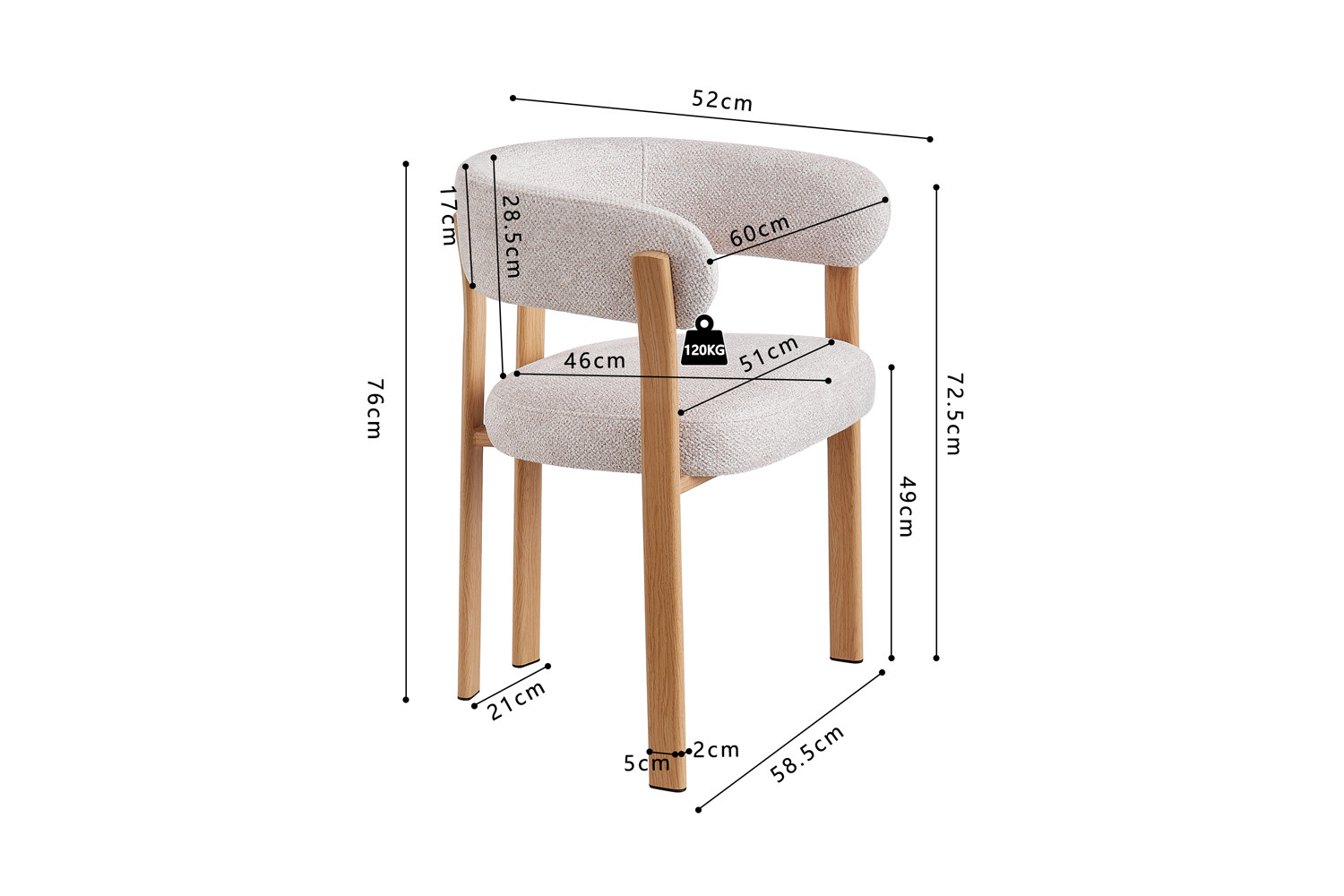 Image 11 for NEW - Stoel met armleuningen Julia Naturel - Stof Fabb Leo 23