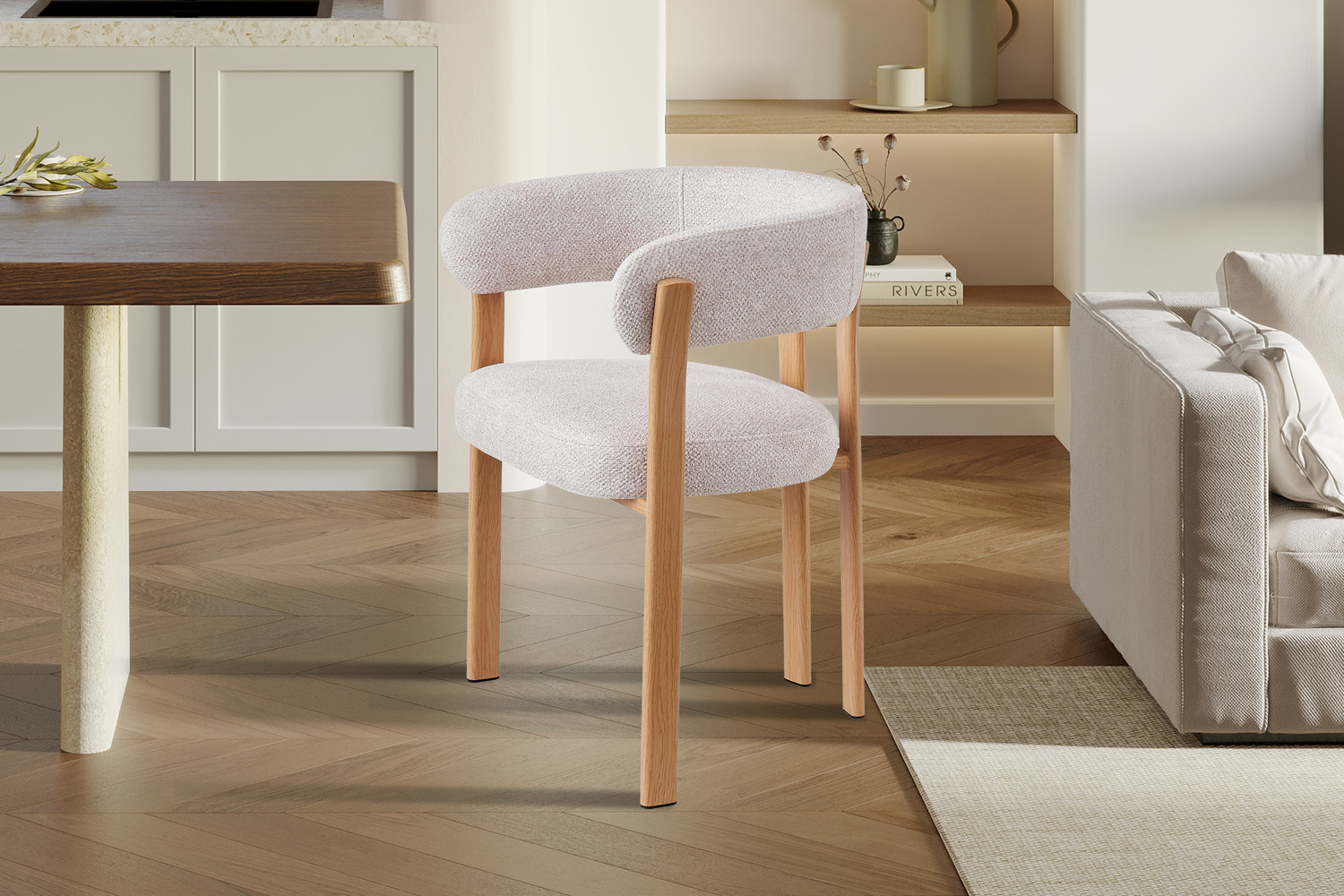 Image 2 for NEW - Stoel met armleuningen Julia Naturel - Stof Fabb Leo 23