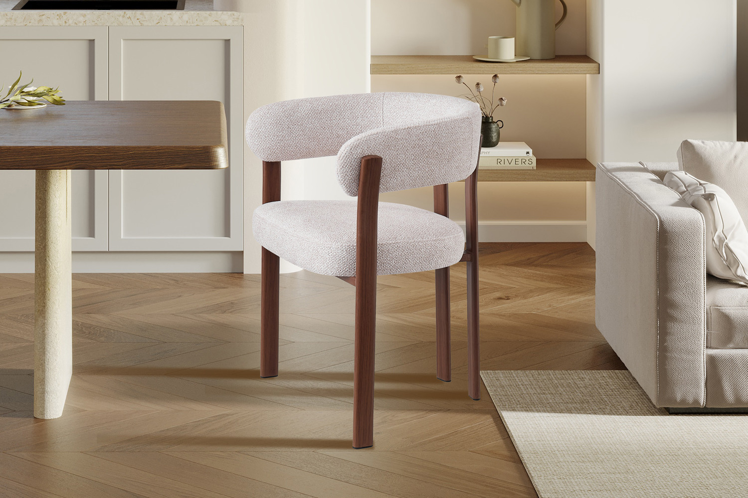Image 2 for NEW - Stoel met armleuningen Julia Walnoot - Stof Fabb Leo 23