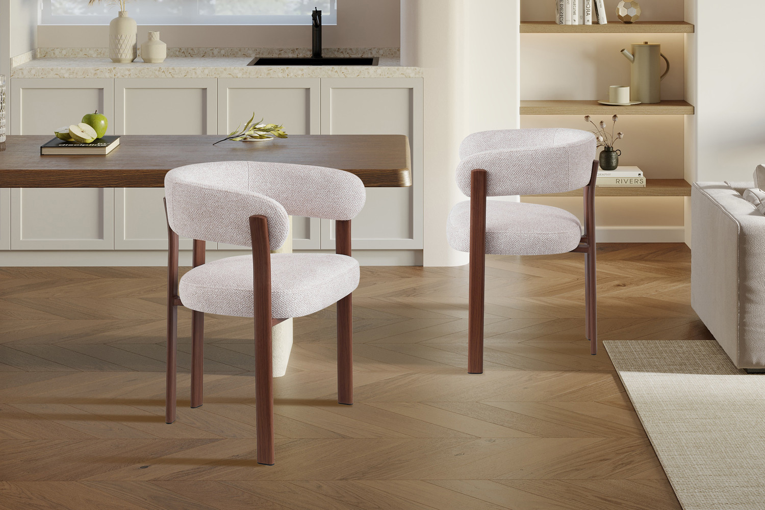 Image 3 for NEW - Stoel met armleuningen Julia Walnoot - Stof Fabb Leo 23