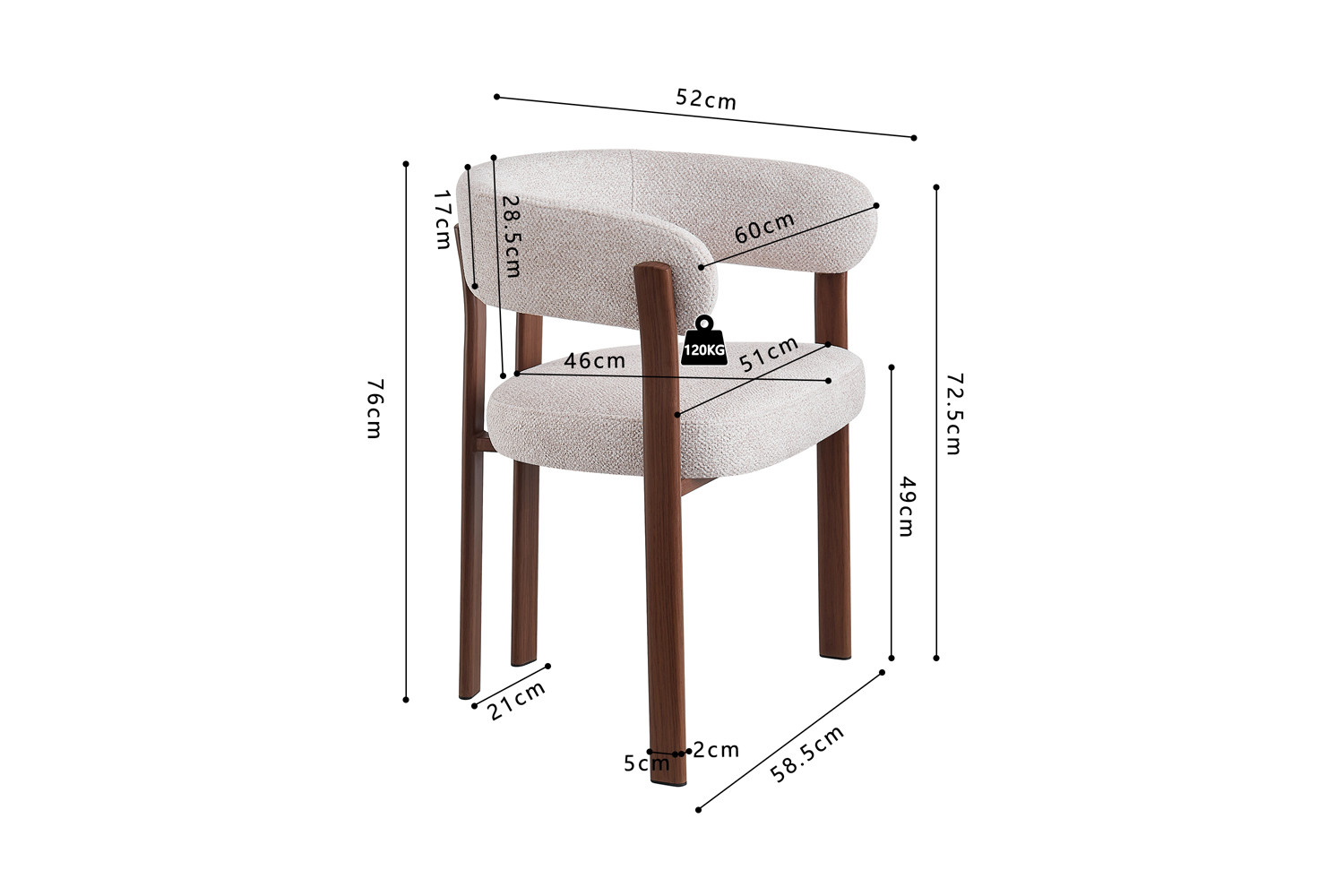 Image 11 for NEW - Stoel met armleuningen Julia Walnoot - Stof Fabb Leo 23