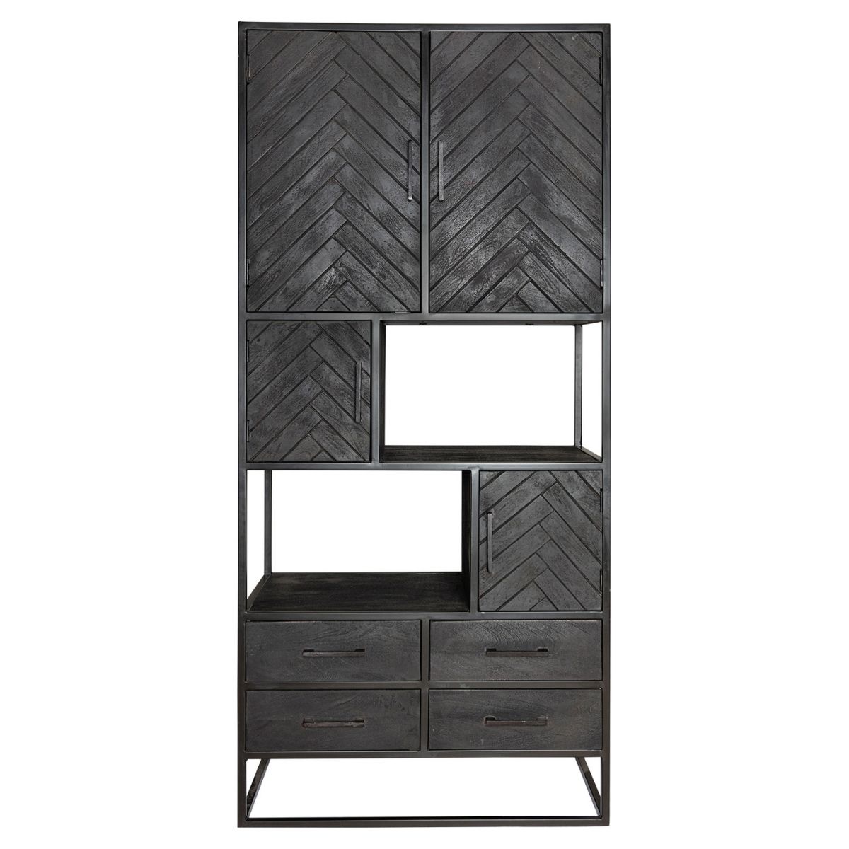 STF-8501_2 Vakkenkast New York Zwart Mangohout 90 cm - Image 3