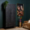 STF-8502_0 Kabinet New York Zwart Mangohout 90 cm - Image 1