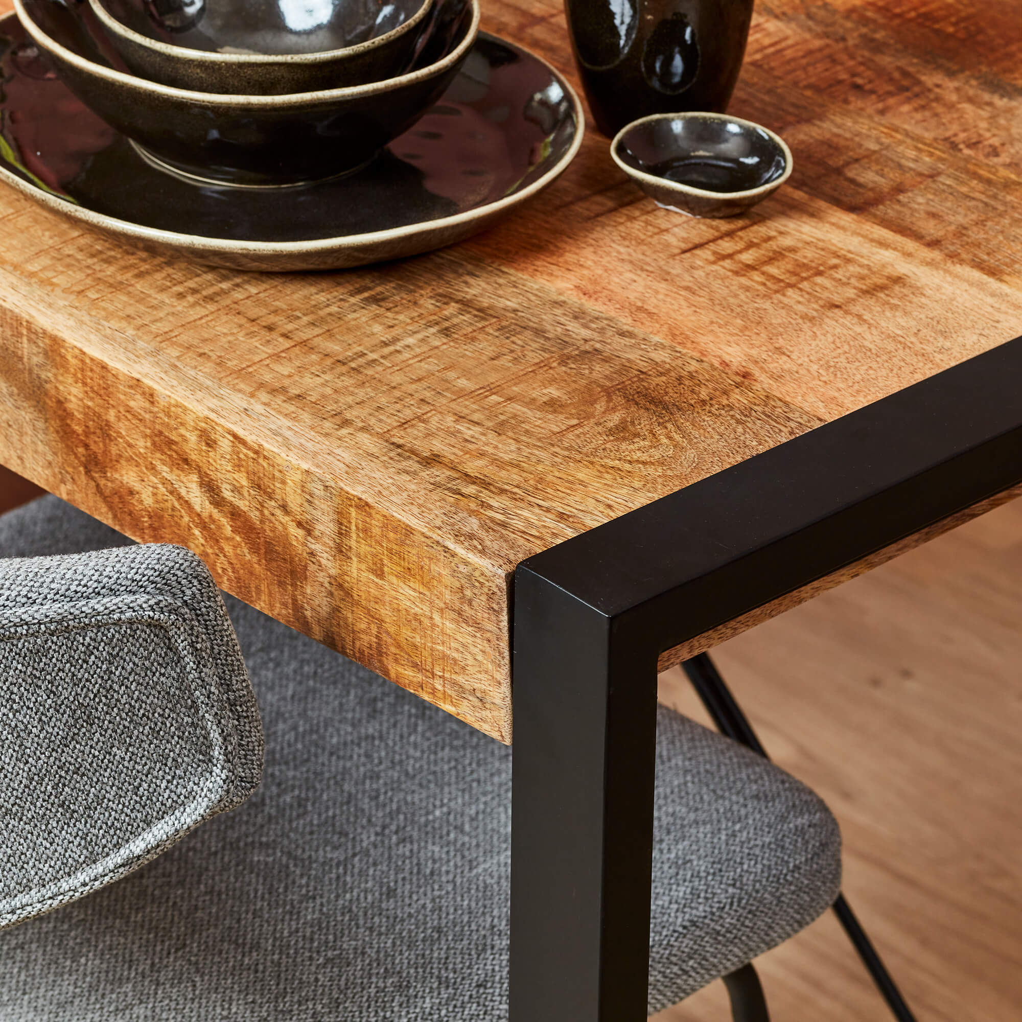 Rechthoekige eettafel Boaz Naturel Mangohout 140 cm - Image 11