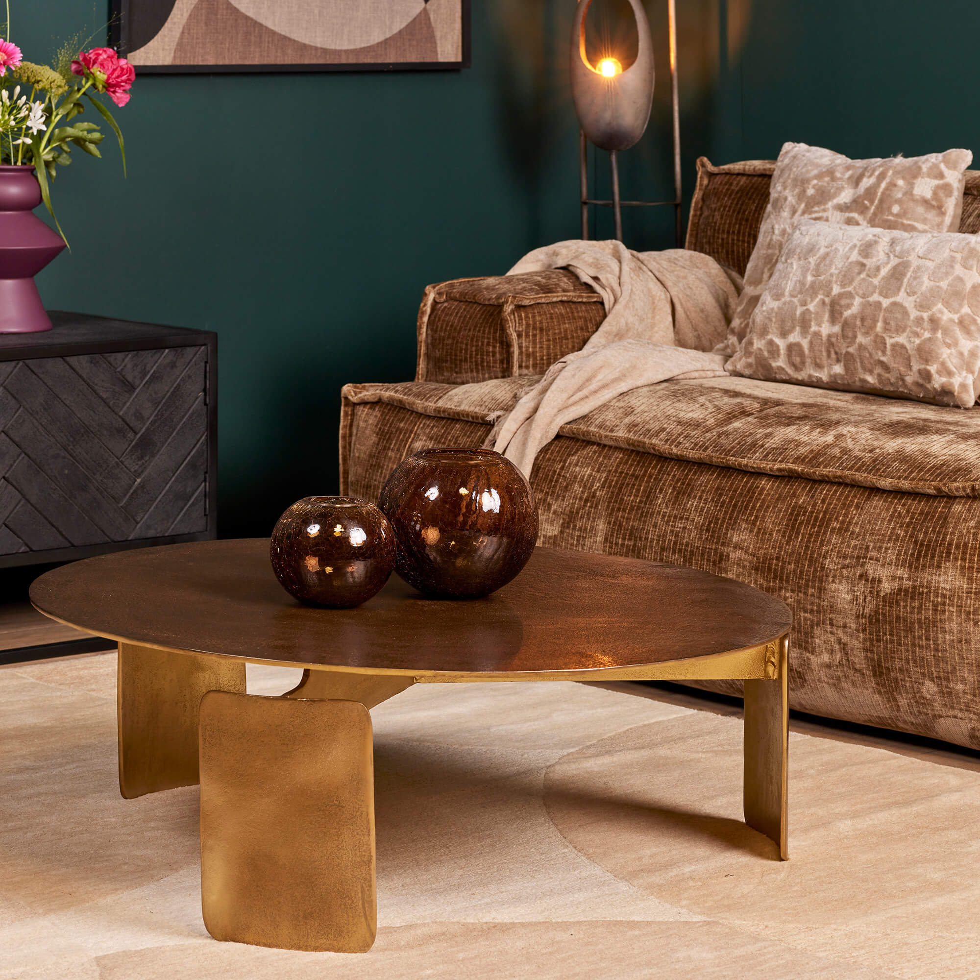Ronde salontafel Darwin Goud Aluminium 90 cm - Image 1