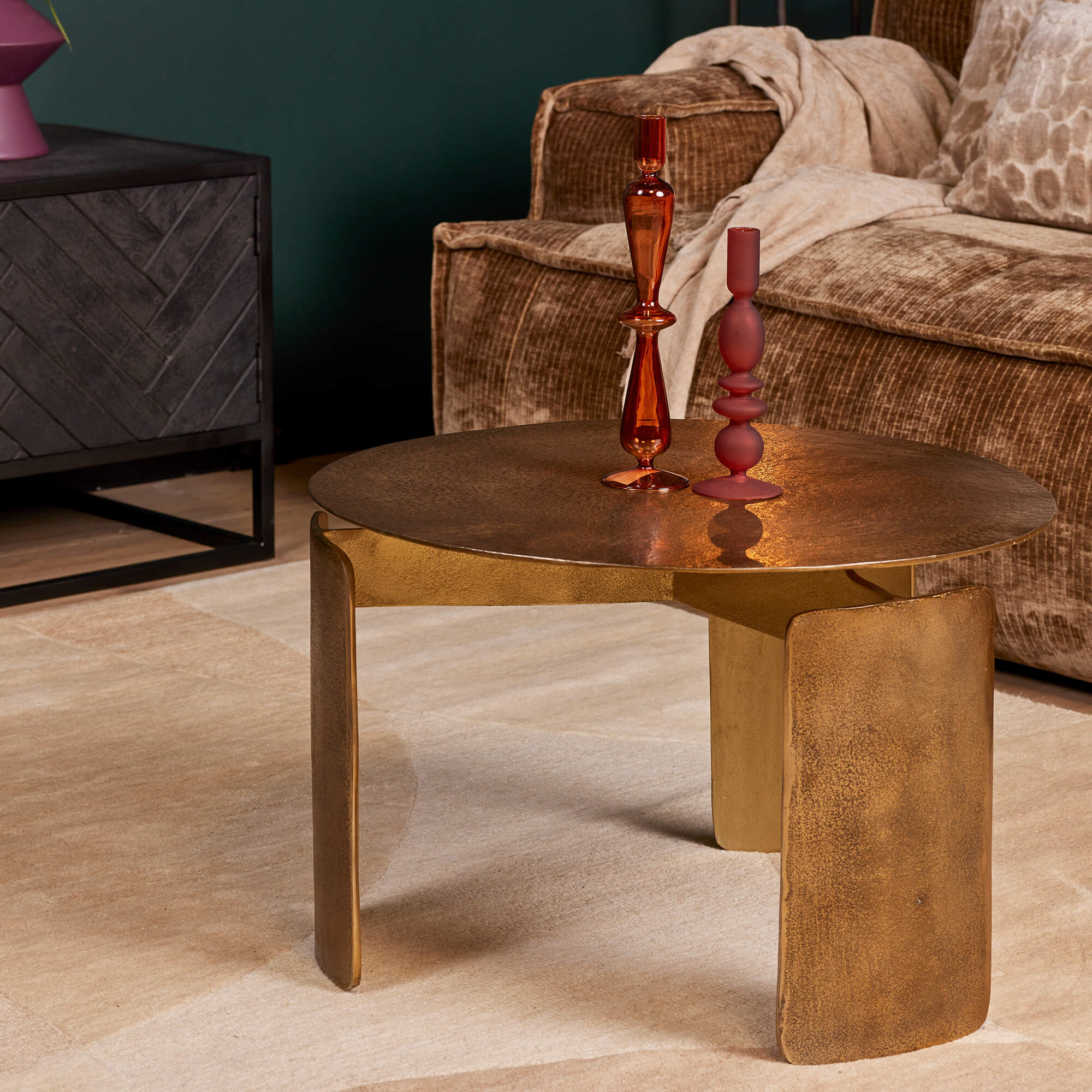 Ronde salontafel Darwin Goud Aluminium 60 cm - Image 1