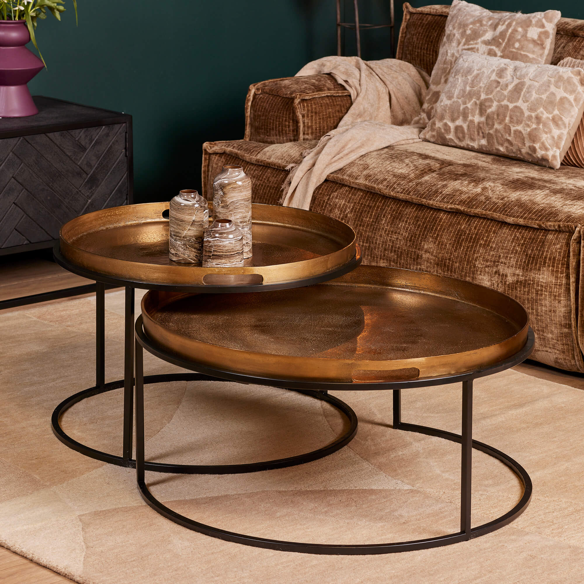 STF-2313_0 Salontafel set Puck Goud Aluminium 78 cm - Image 1