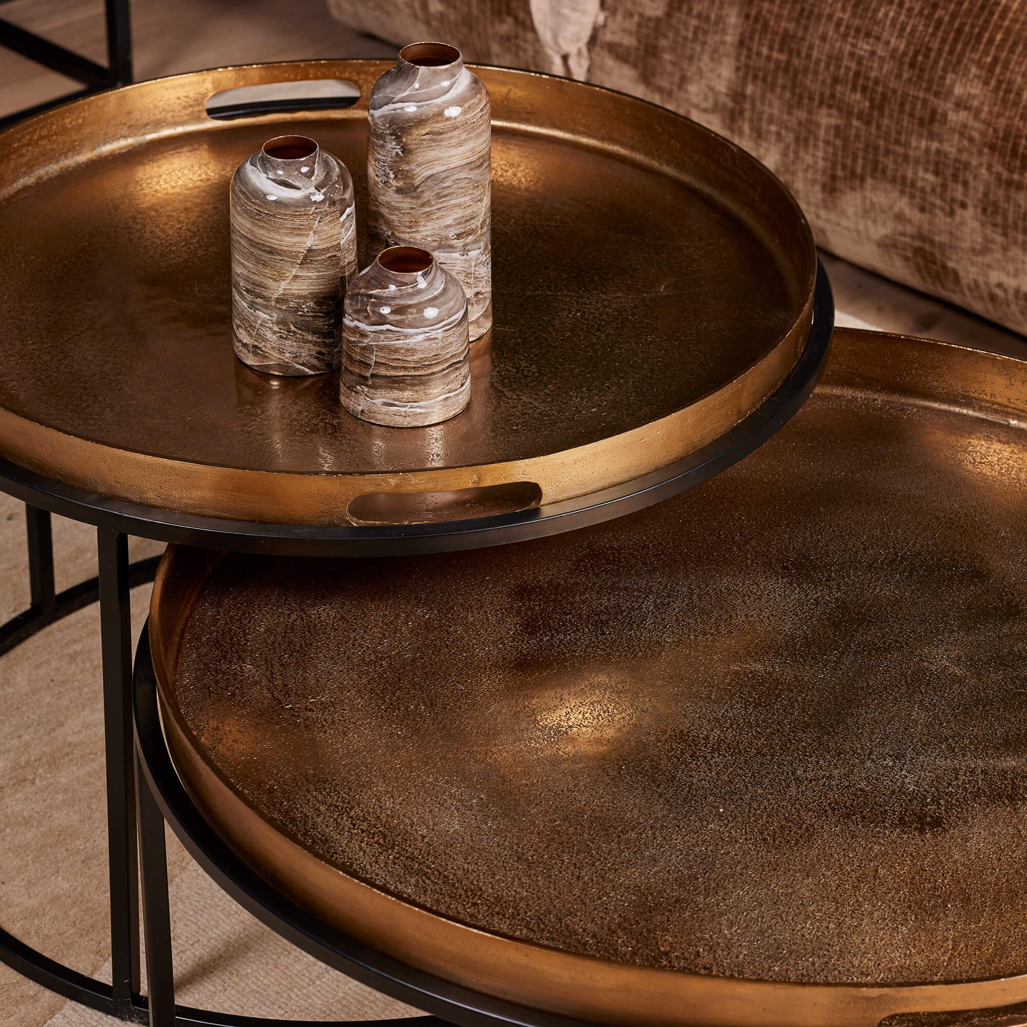 STF-2313_1 Salontafel set Puck Goud Aluminium 78 cm - Image 2