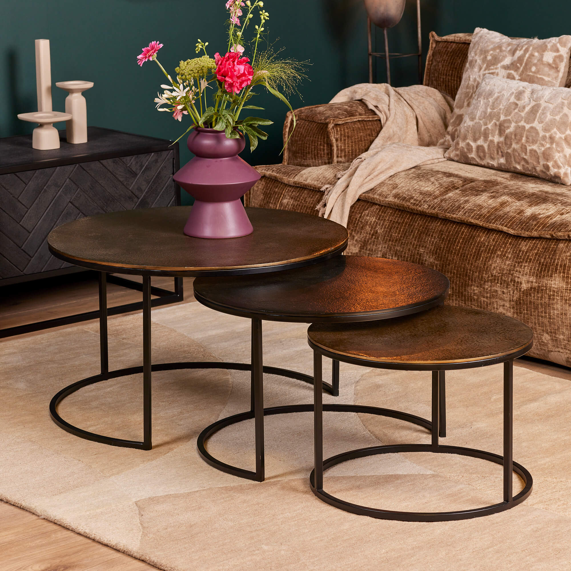 STF-2314_0 Salontafel set Xaro Goud/zwart Aluminium 75 cm - Image 1