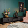 STF-8515_0 Tv meubel New York Zwart Mangohout 240 cm - Image 1